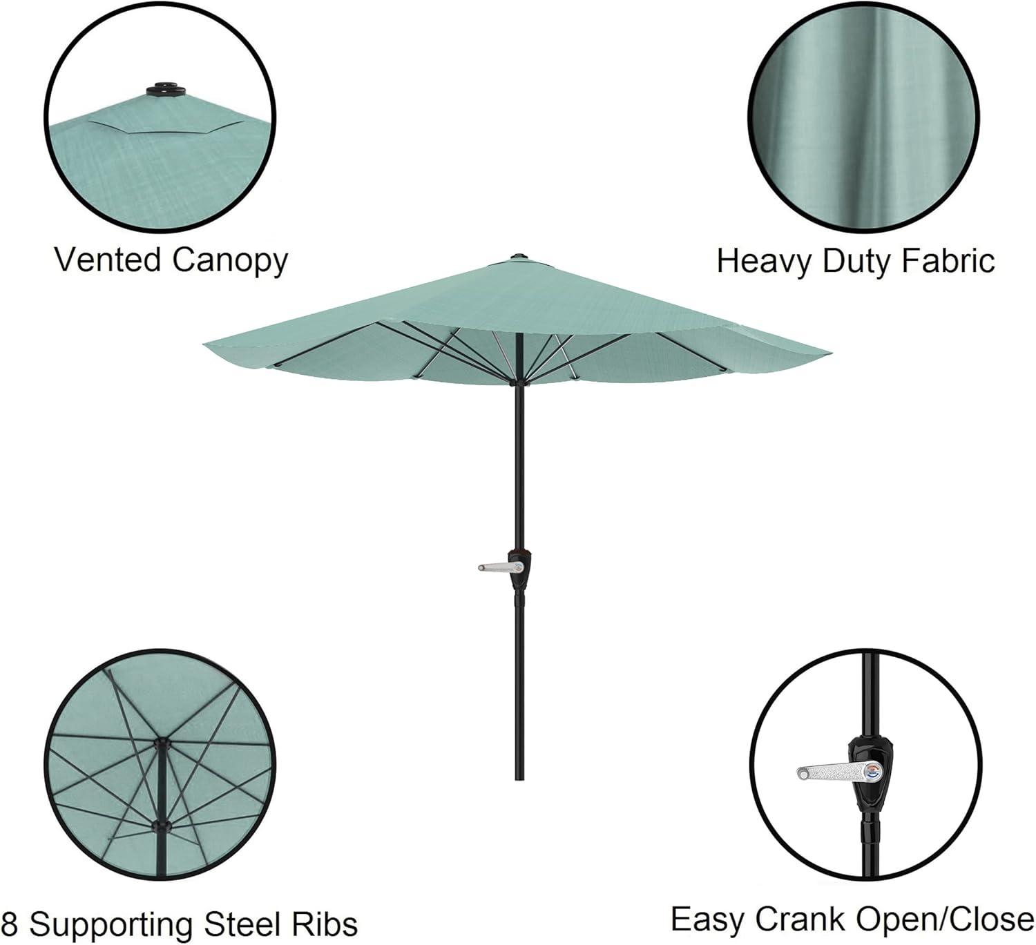 Pure Garden 9-ft Steel Green No-tilt Market Patio Umbrella with Base
