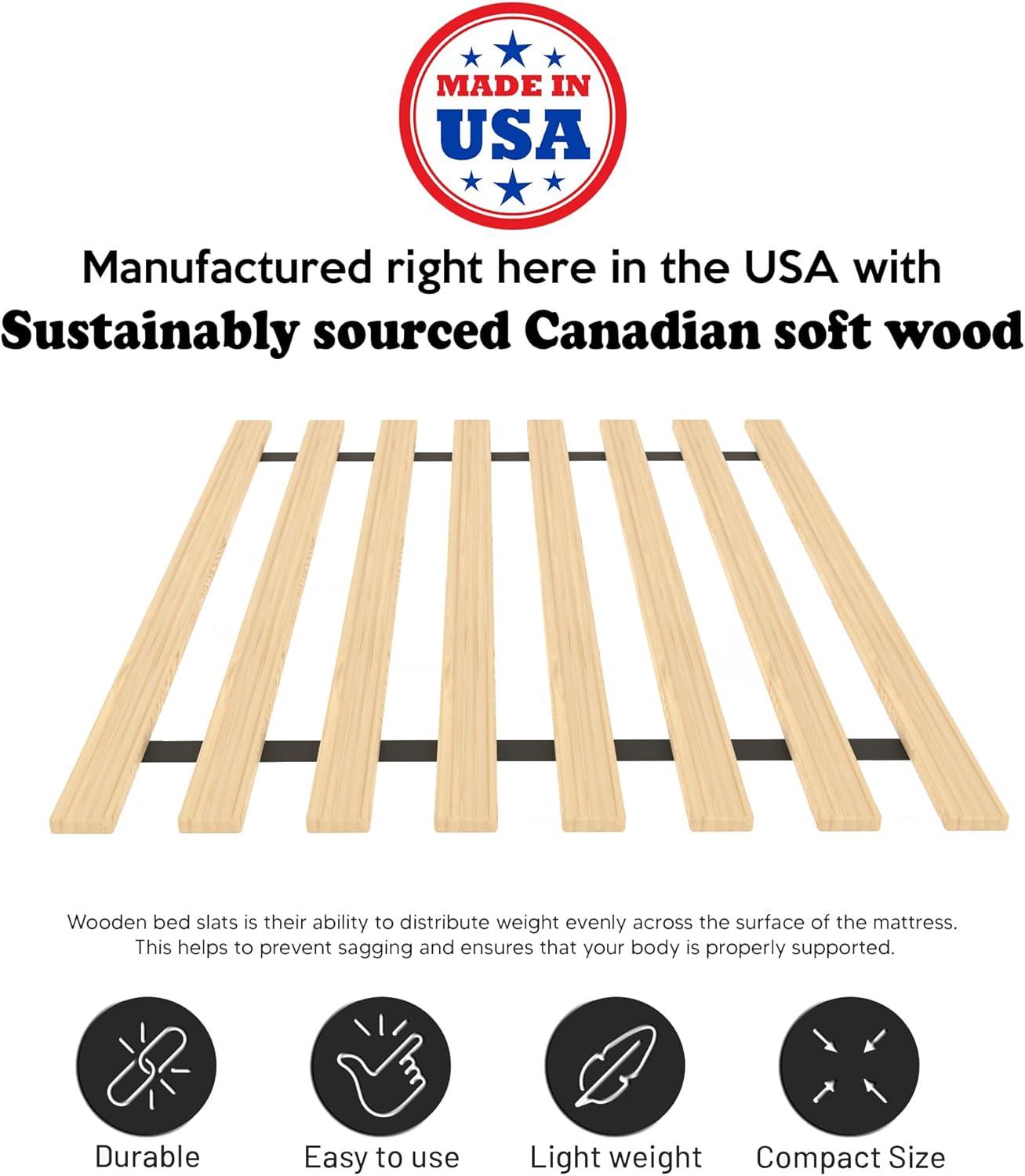 Mayton, 0.68-Inch Vertical Wooden Bunkie Board/Bed Slats, Enhance Mattress Support, Full XL(54"), Beige