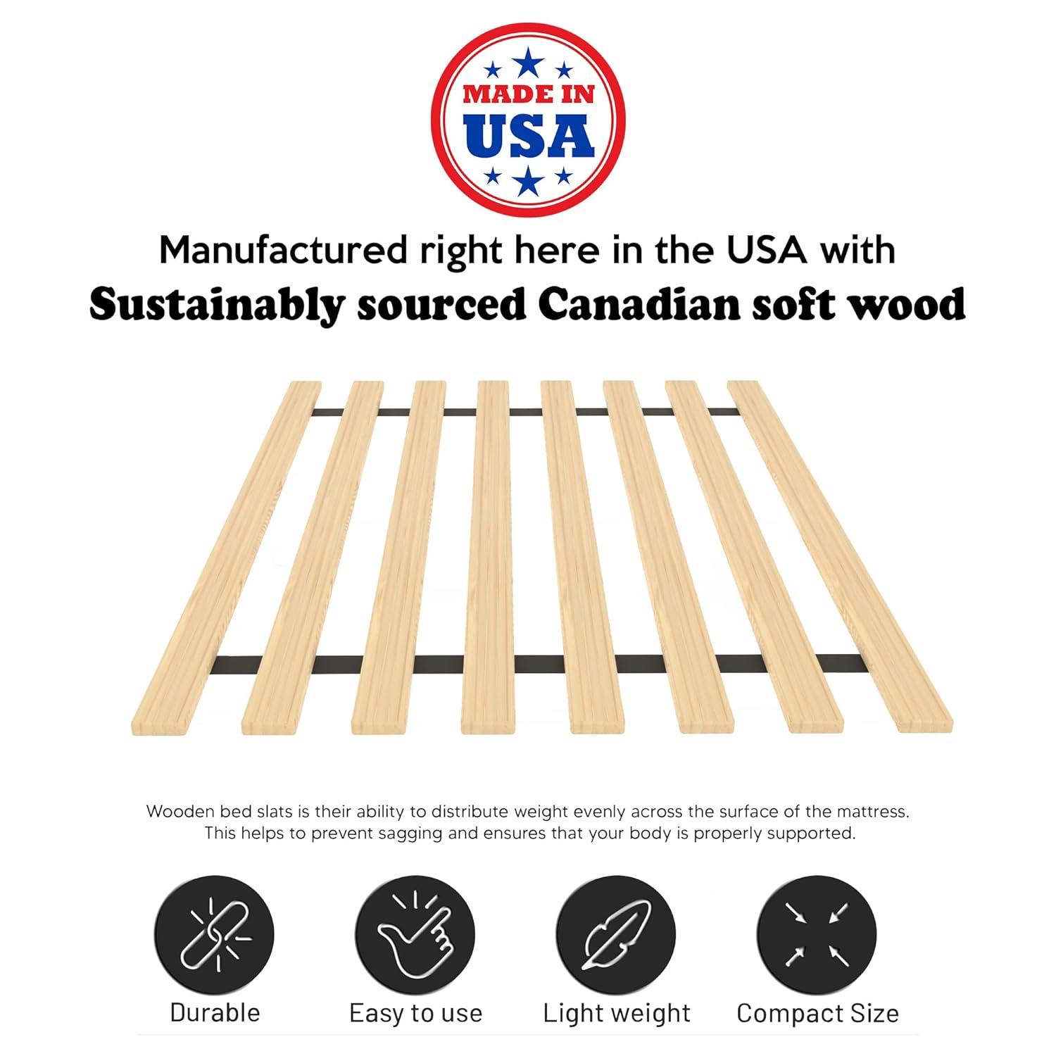 Mayton, 0.68-Inch Vertical Wooden Bunkie Board/Bed Slats, Enhance Mattress Support, Full XL(54"), Beige