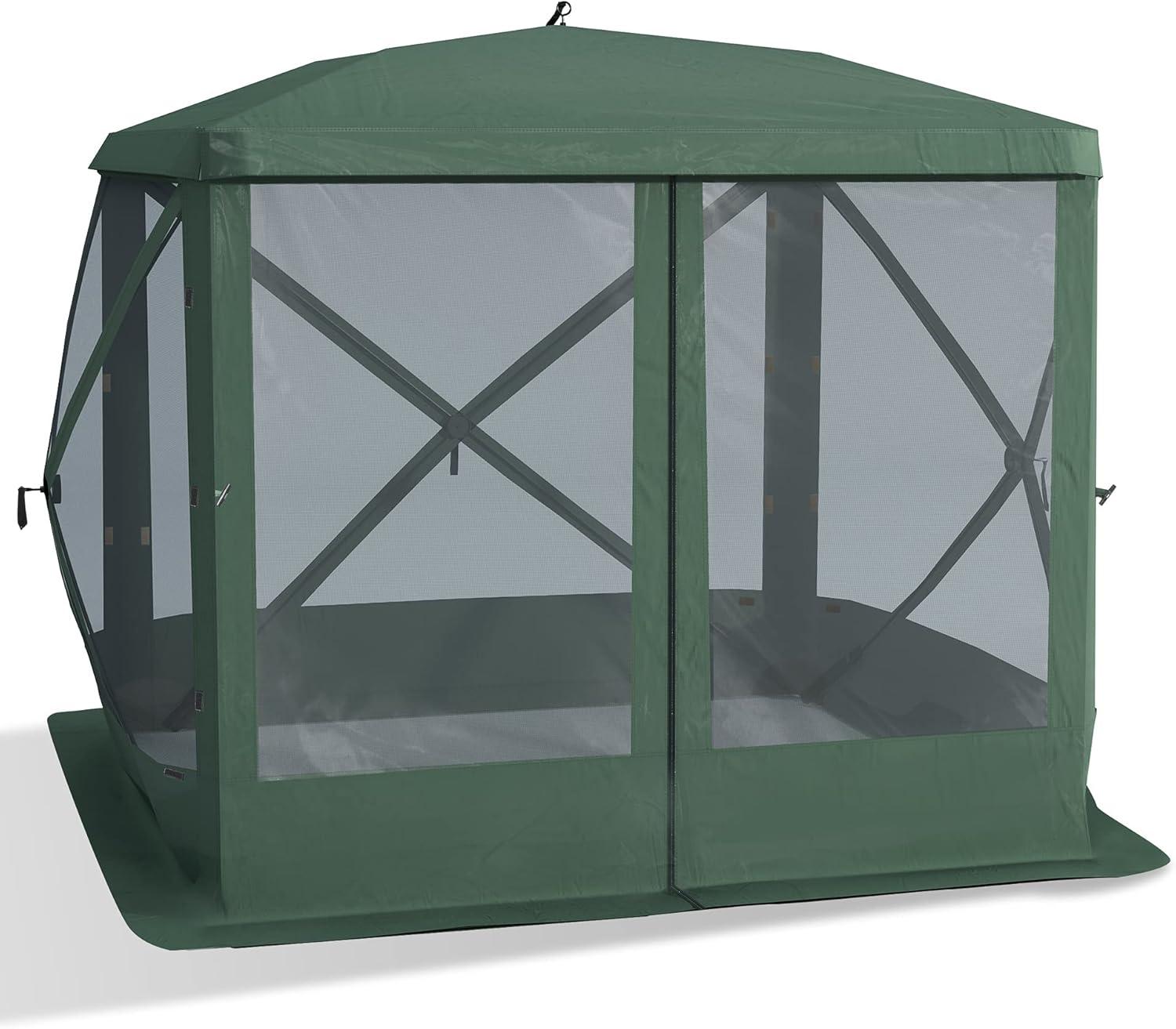 Outsunny Pop Up Camping Canopy Gazebo Screen Shelter Tent with Single Person Easy Set-Up, Ventilating Mesh, Portable Carry Bag for Outdoor Camping Party Event, 7x7FT, Green