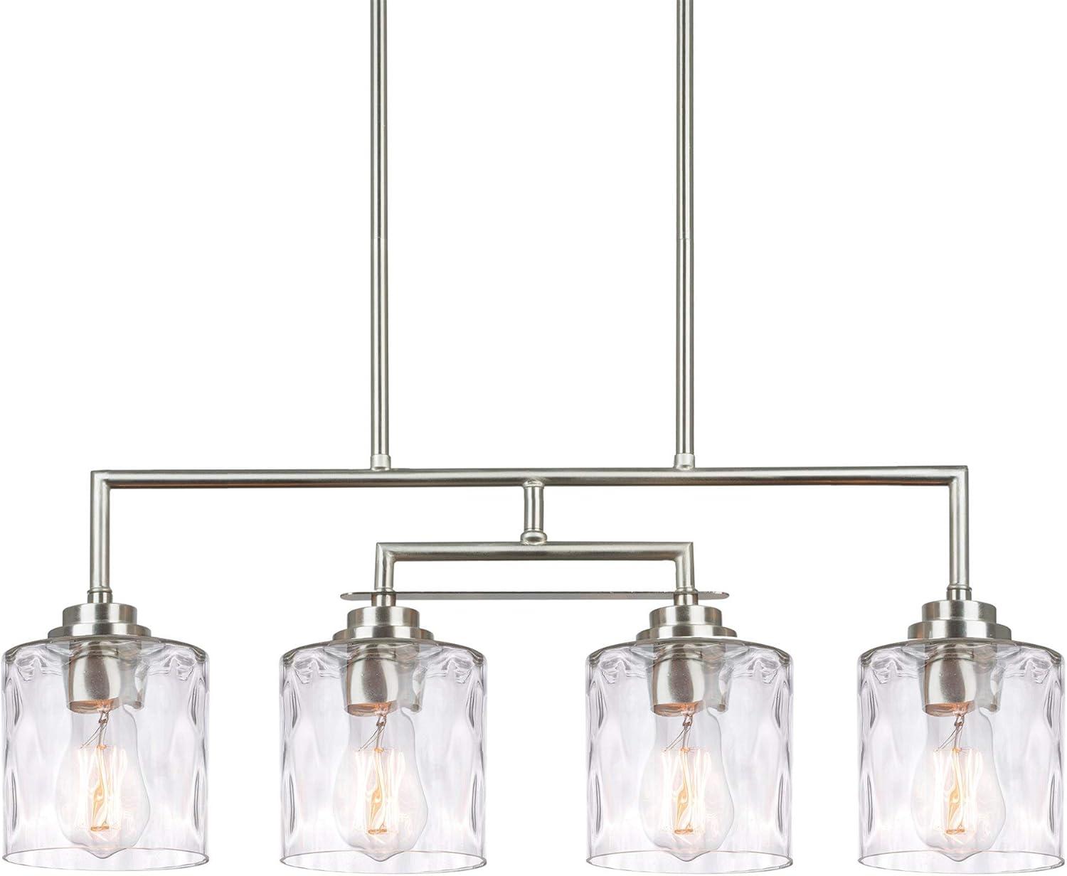 Monroe 28" Brushed Nickel 4-Light Island Pendant with Clear Glass Shades