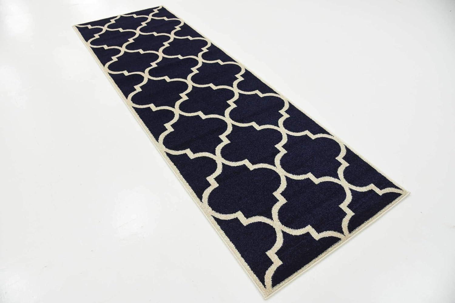 Unique Loom 2' 0 x 8' 0 Runner Navy Blue Trellis Austin Area Rug