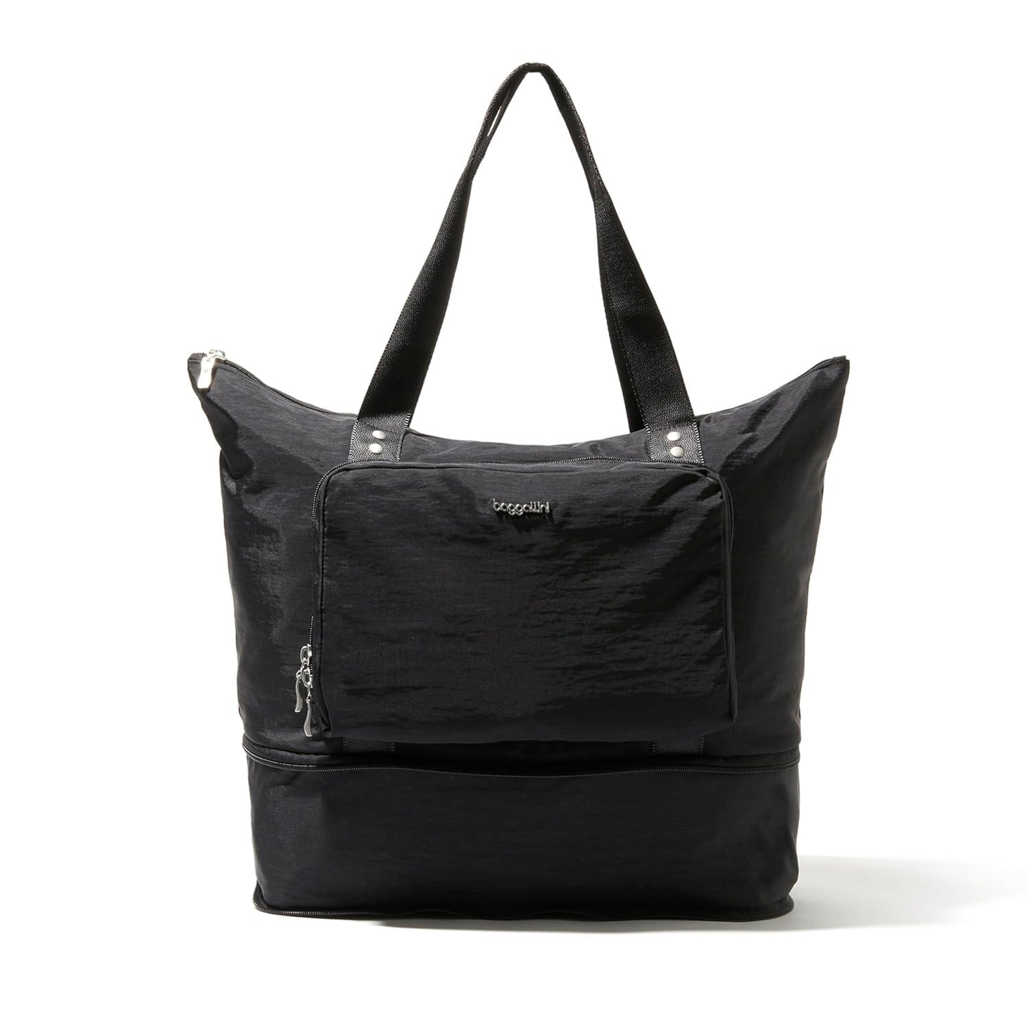 baggallini Carryall Expandable Packable Tote Bag - Black