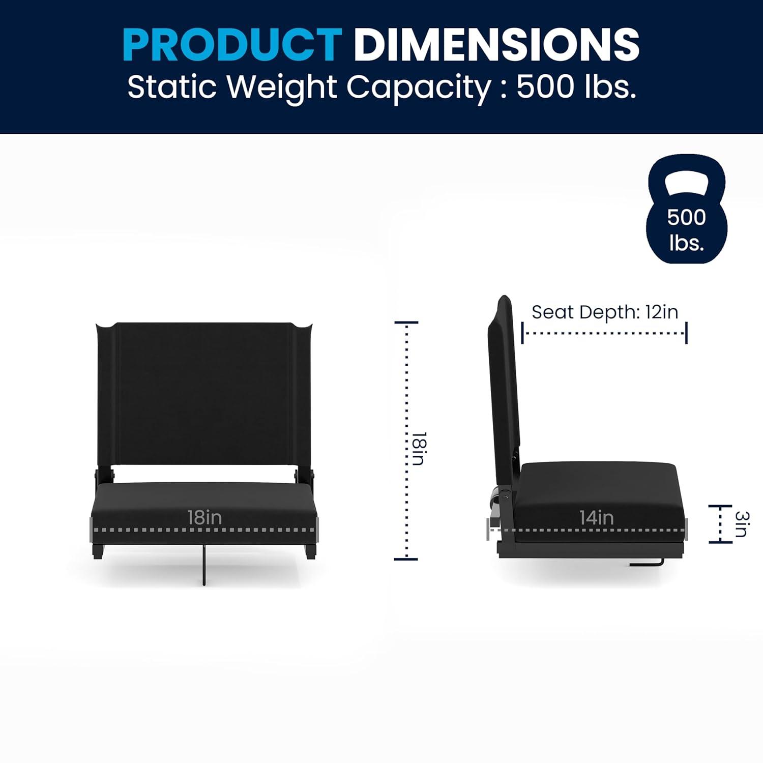 Flash Furniture Grandstand Portable Folding Padded Stadium Seat for Bleachers or Benches, Black