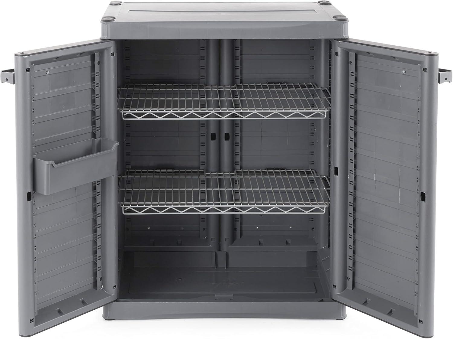 Gracious Living 2-Shelf Cabinet Organizer, MaxIt Base Cabinet Storage for Garages, Basement, Workshop, and More, Grey, Small