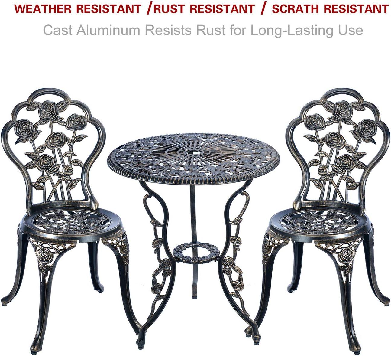 Antique Copper Cast Aluminum 3-Piece Bistro Set