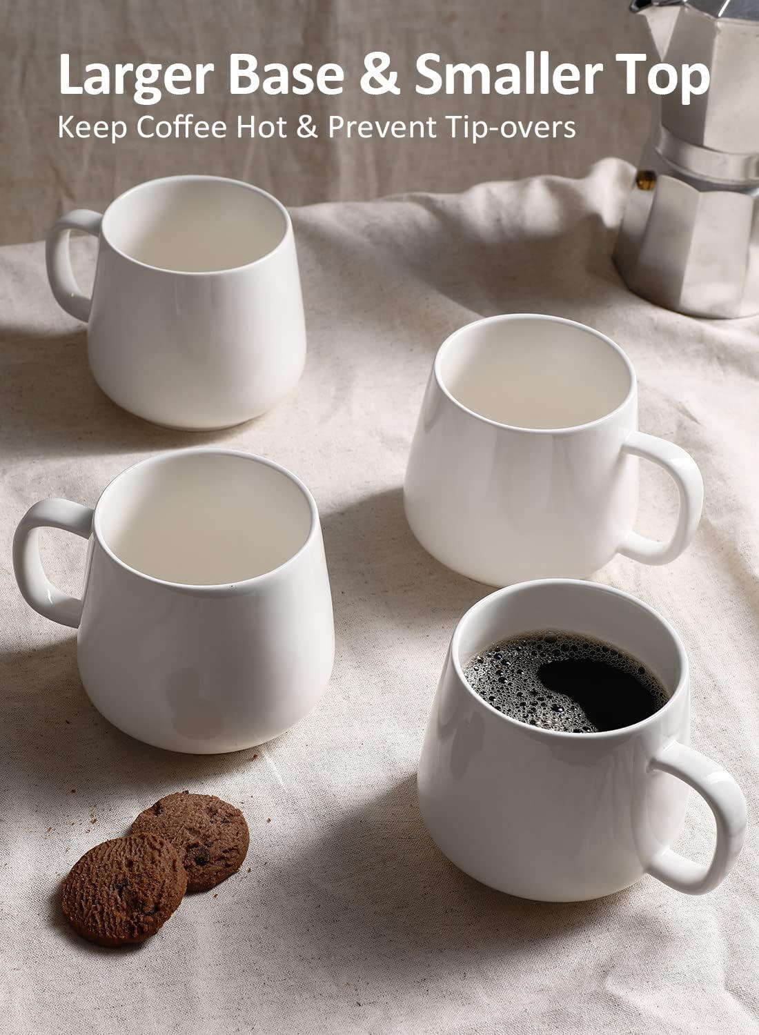 White Ceramic 12 oz Coffee Mugs Set of 4