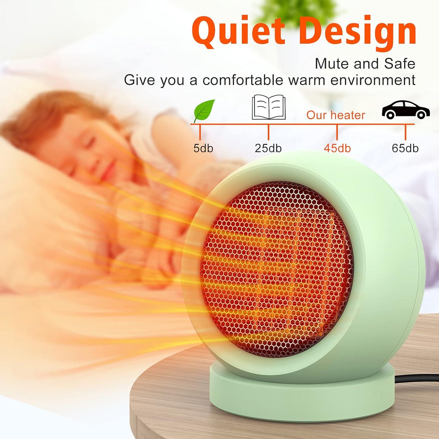 Compact Green Ceramic Electric Space Heater with Auto Shut-off