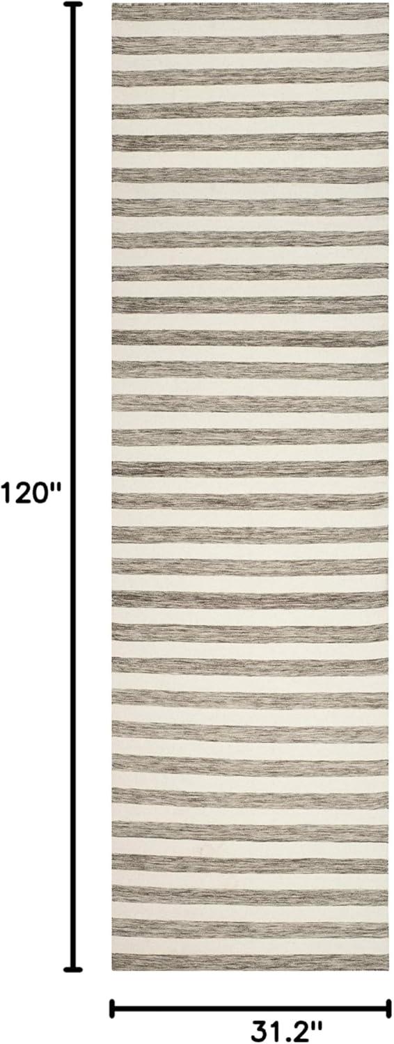 Dhurries DHU575 Hand Woven Flat Weave Runner Rug  Brown / Ivory 2'-6" X 10' - Safavieh.