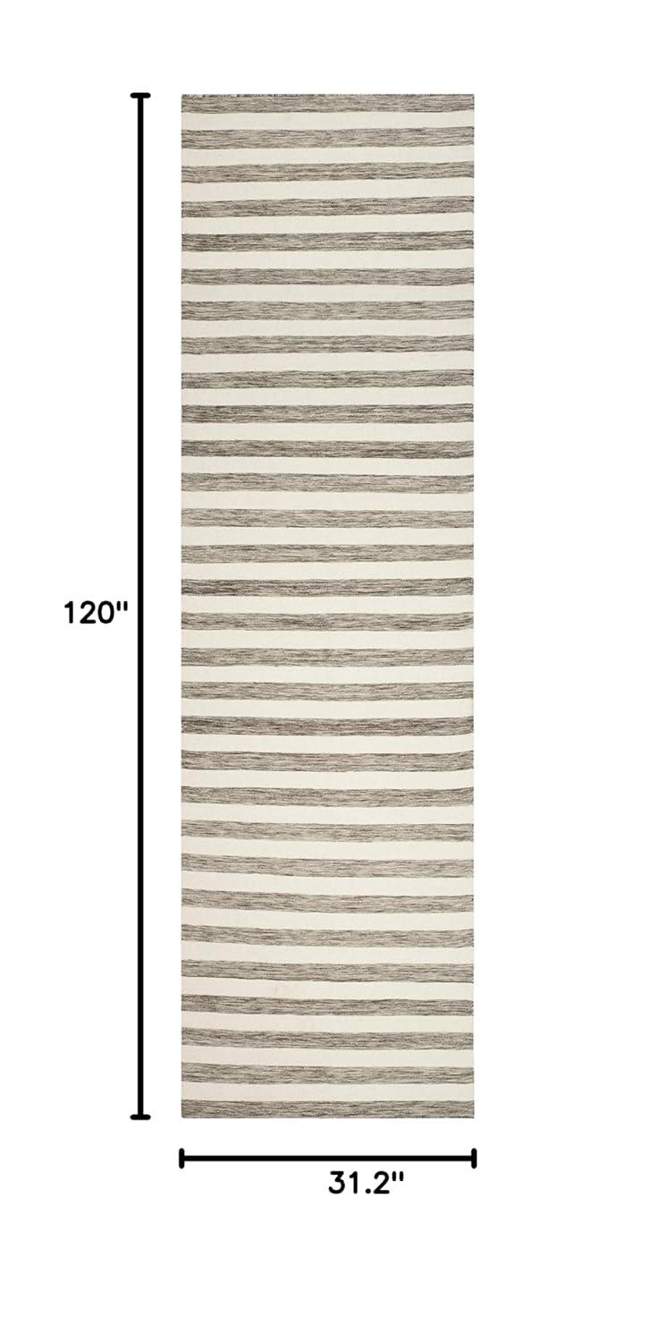 Dhurries DHU575 Hand Woven Flat Weave Runner Rug  Brown / Ivory 2'-6" X 10' - Safavieh.