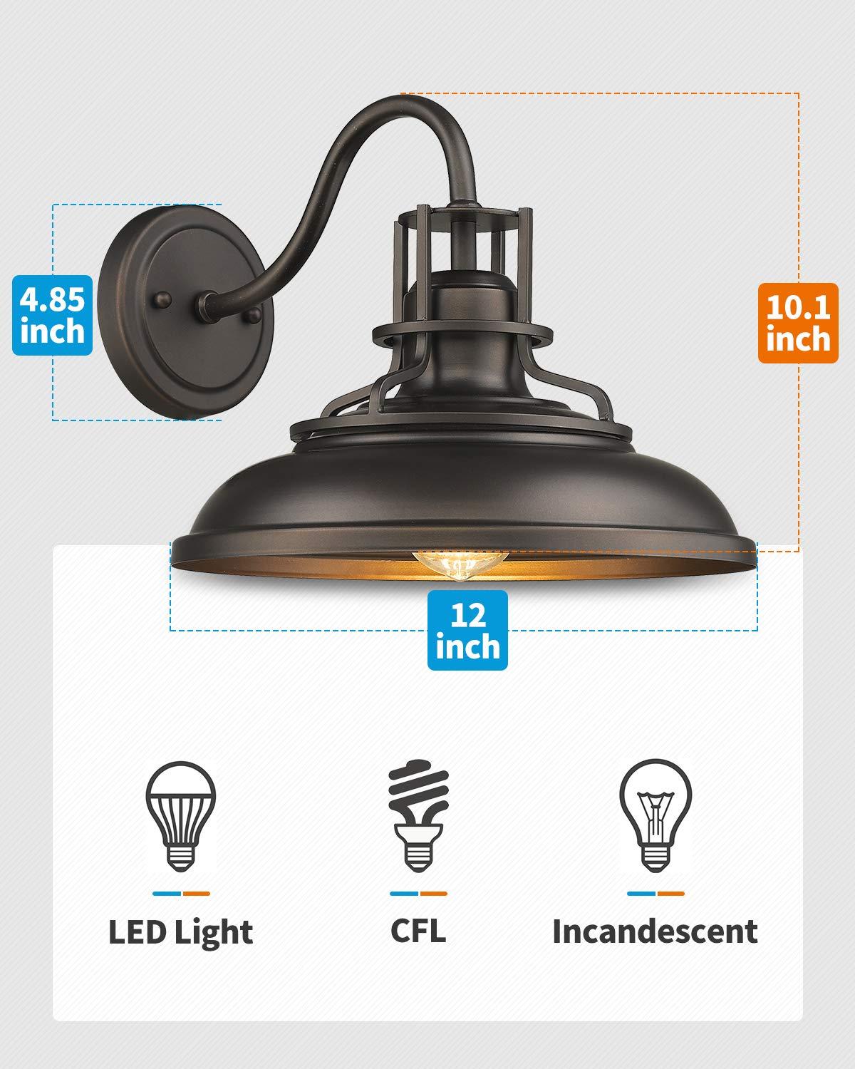 2 Lights Indoor Outdoor Gooseneck Barn Lights