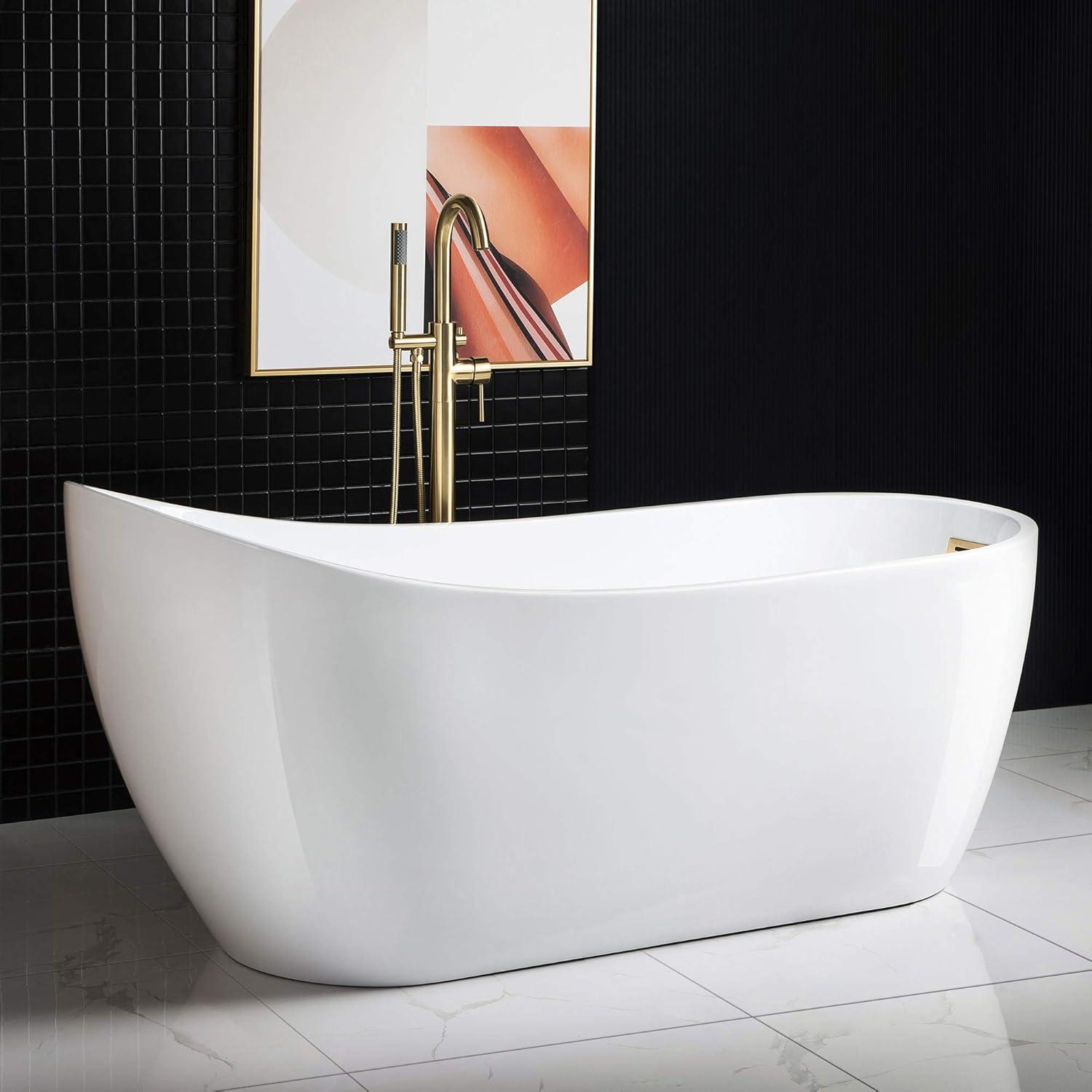 WoodBridge 67'' x 31.5'' Freestanding Soaking Acrylic Bathtub W-B0010-BG
