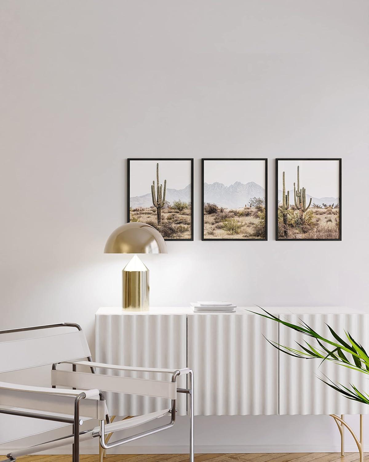 Black Framed Desert Cactus Landscape Print Set