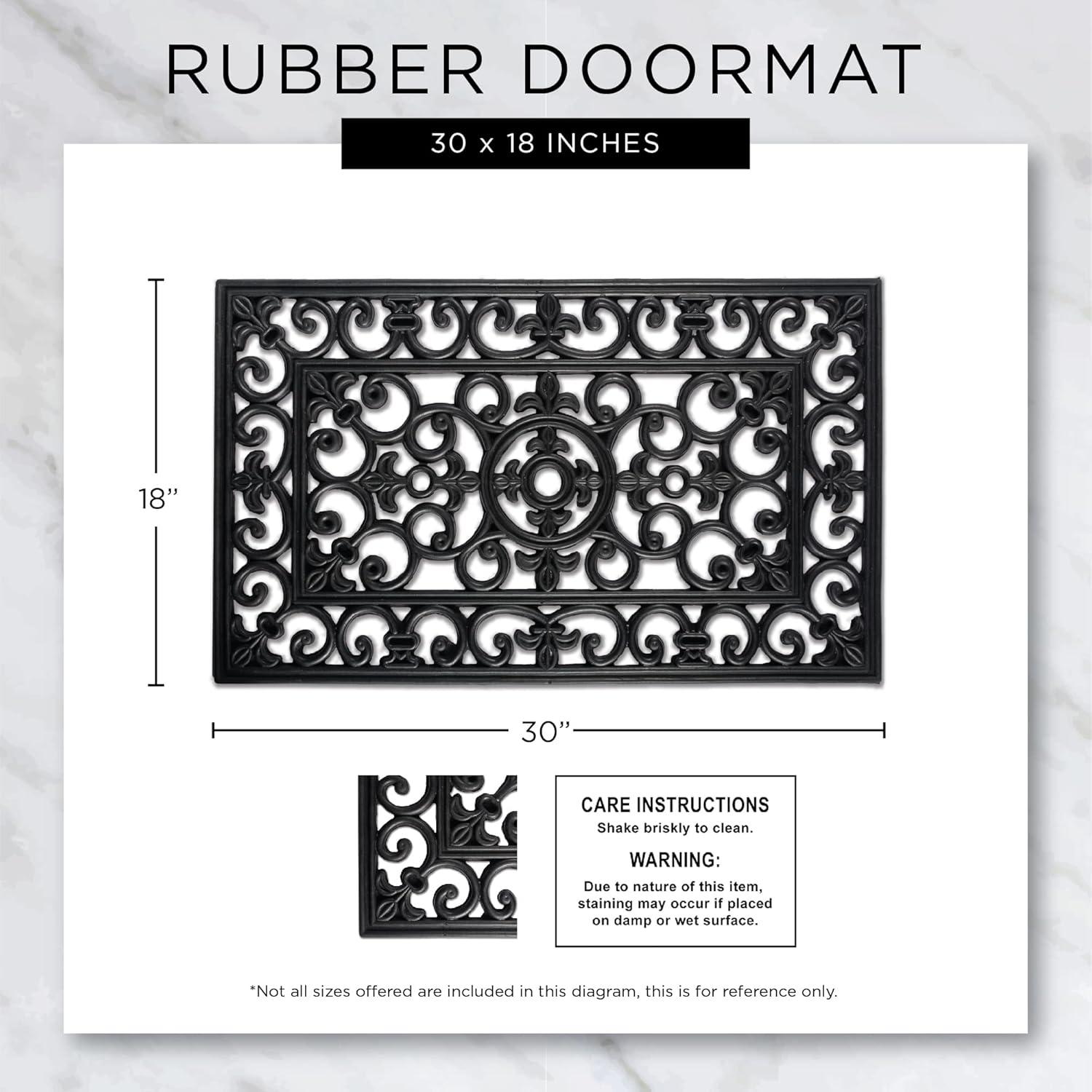 Diamond Lattice 18" x 30" Black Rubber Outdoor Doormat