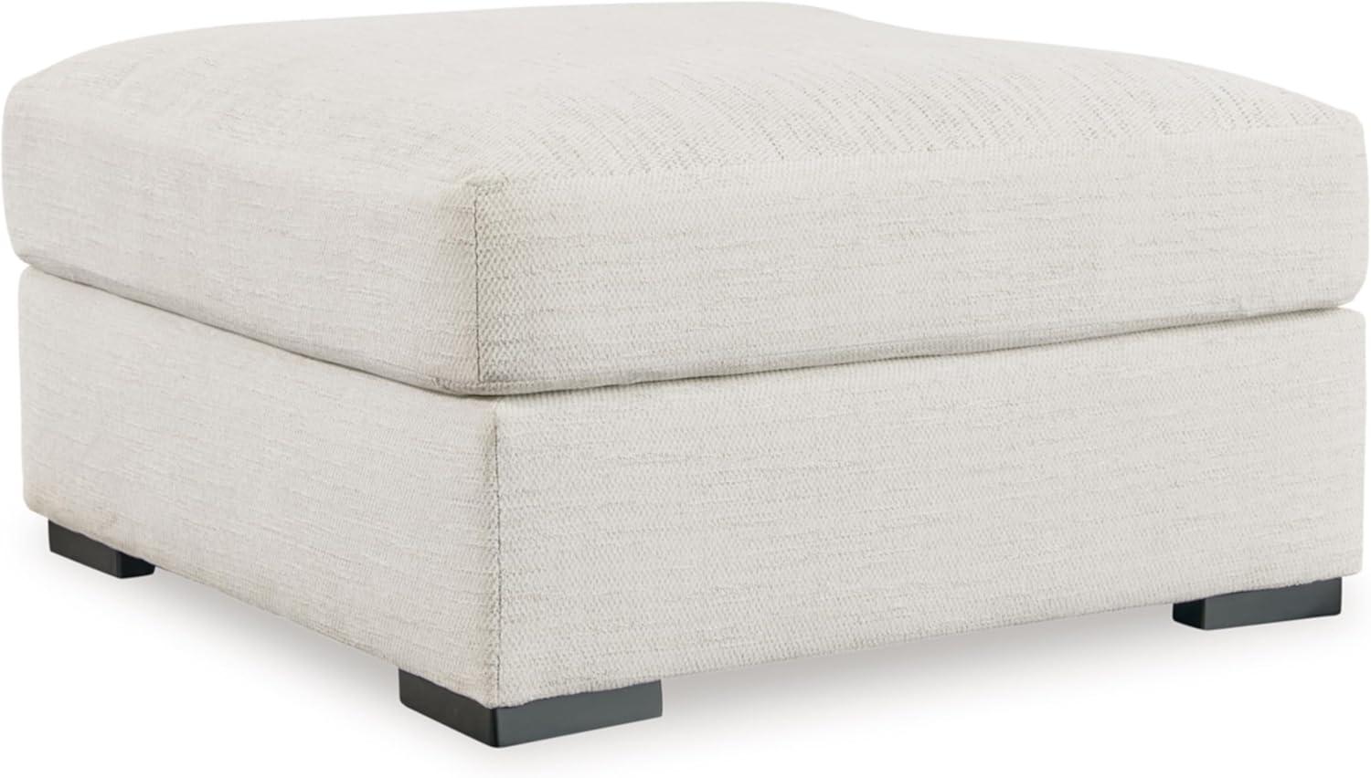 Oversized White Polyester Upholstered Square Ottoman