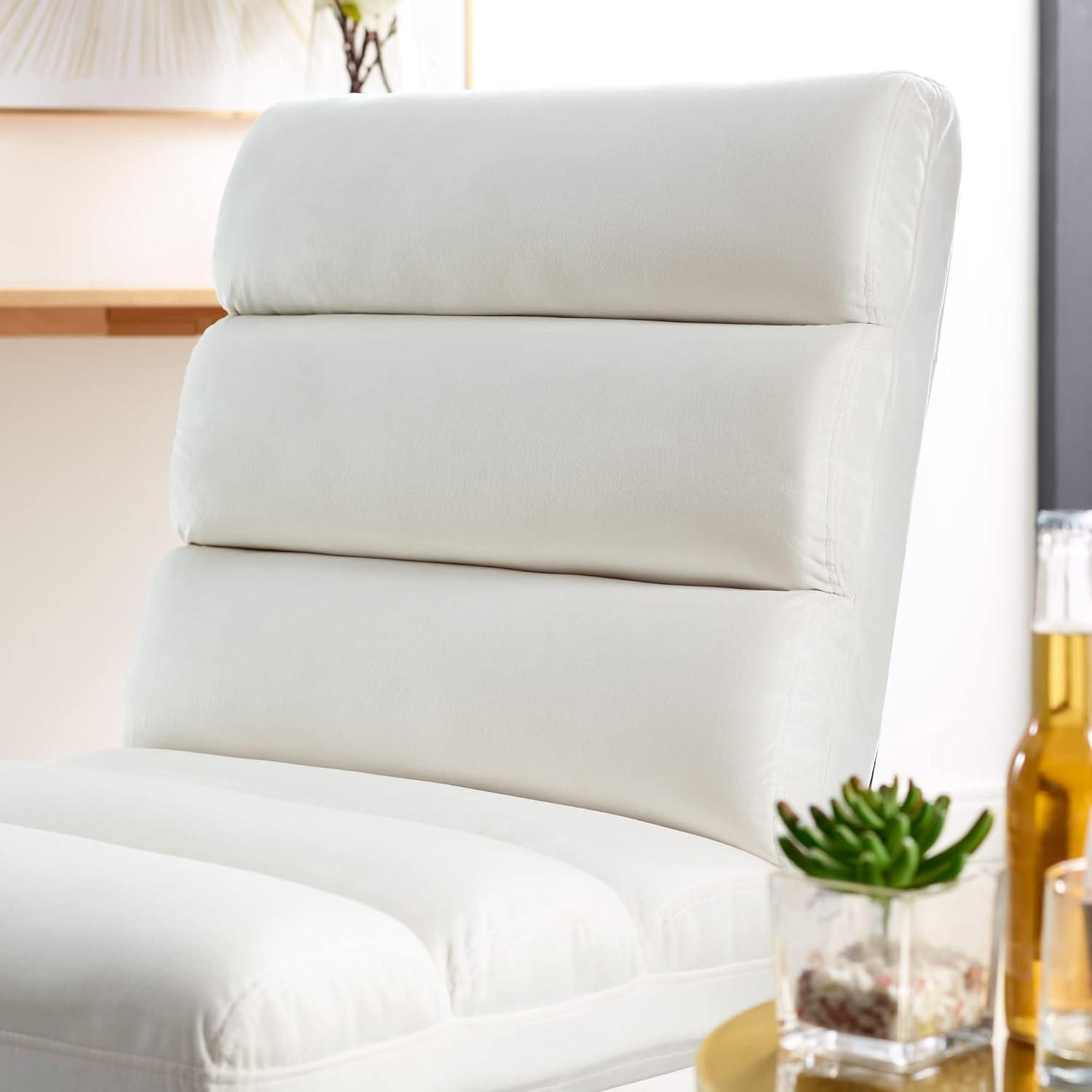 White Velvet Modern Armless Accent Chair