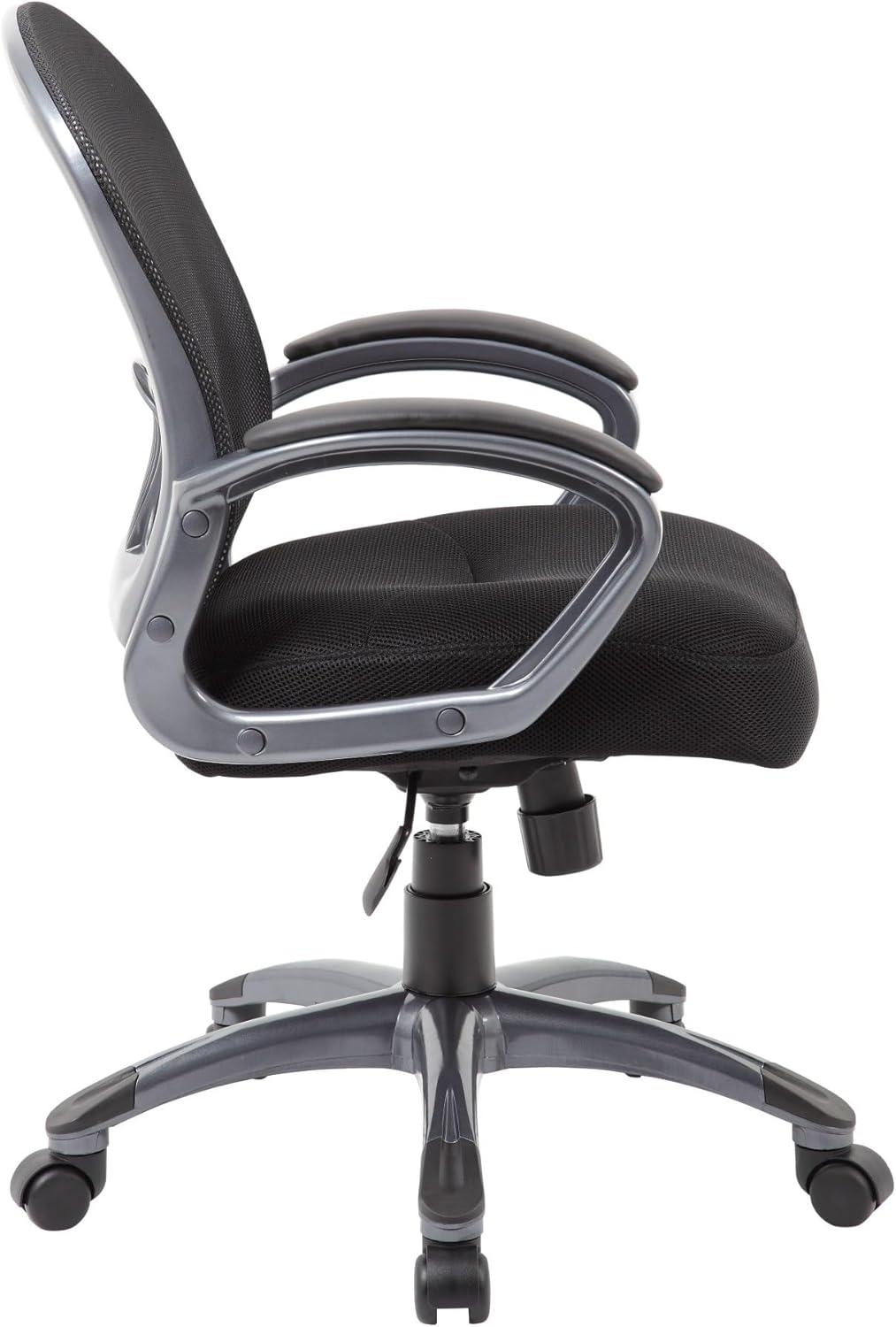 Ergonomic Mesh Task Chair Black - Boss: Swivel, Lumbar Support, Adjustable Height