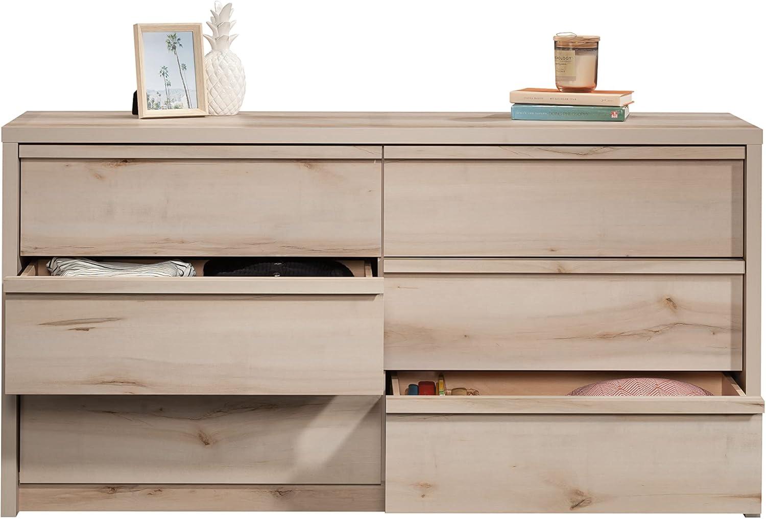 Pacific Maple Mid-Century 6-Drawer Horizontal Dresser