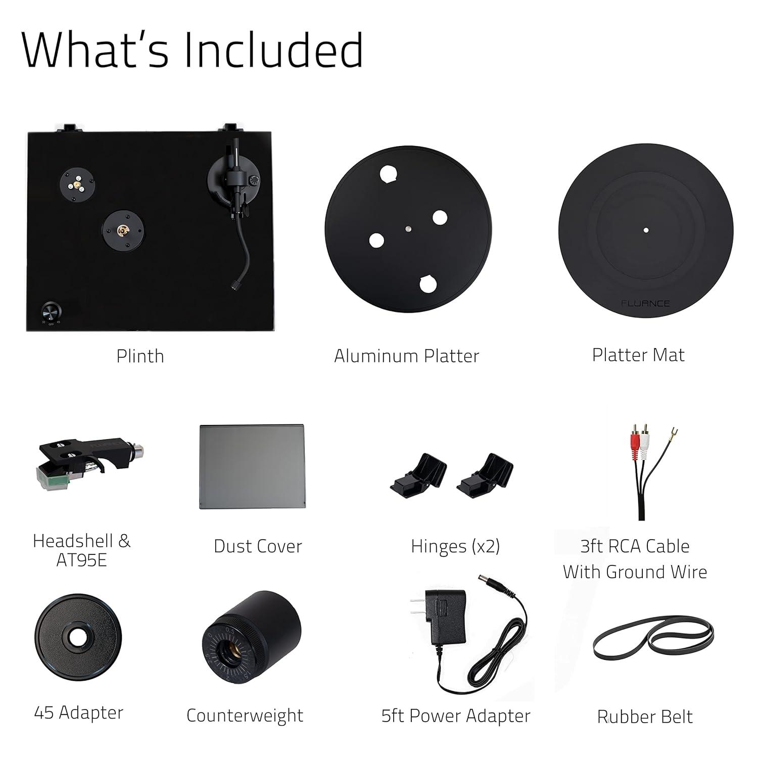 Fluance RT81 Elite High Fidelity Vinyl Turntable Record Player with Audio Technica AT95E Cartridge, Belt Drive, Preamp - Piano Black