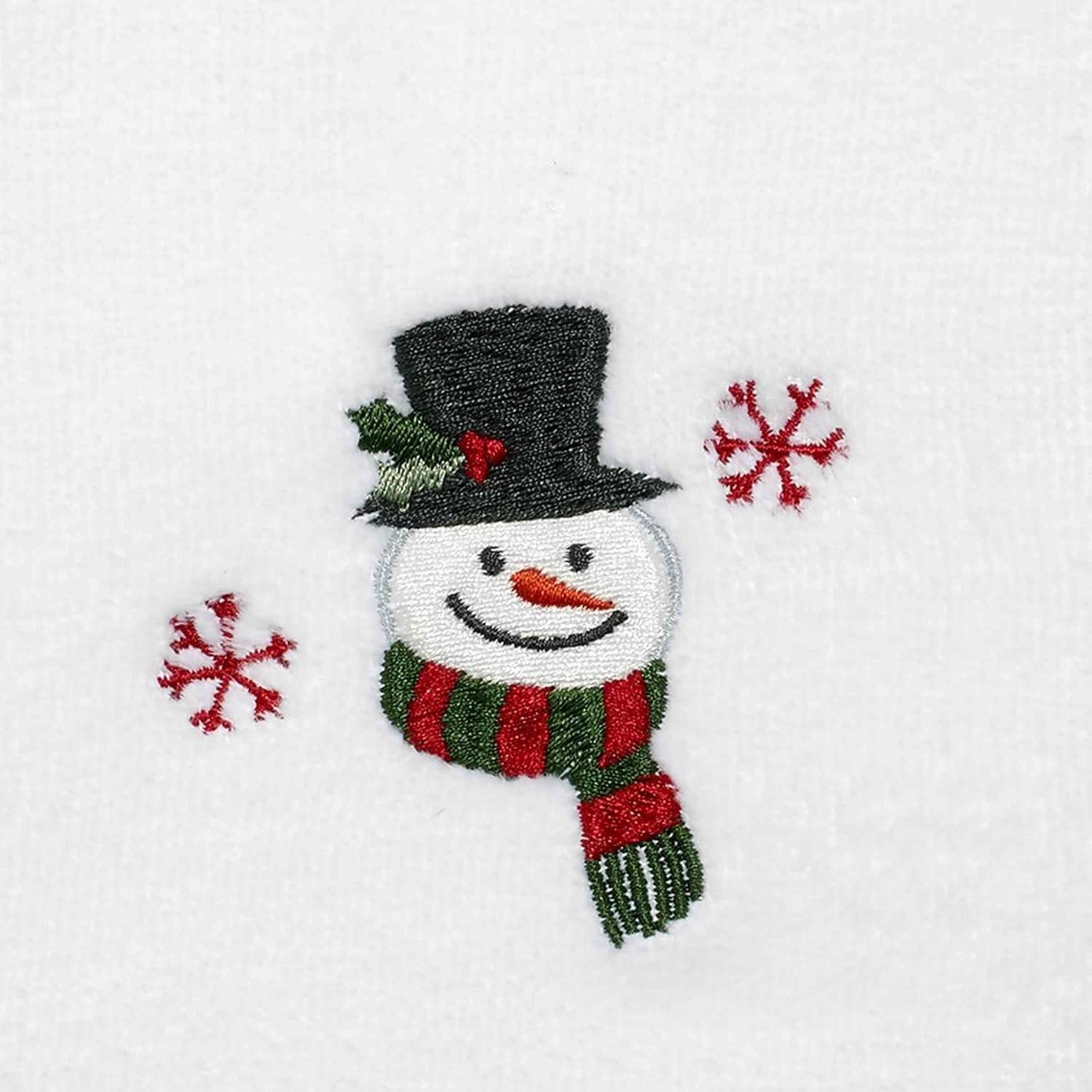 Winter Snowman Cotton Embroidered Fingertip Towels Set