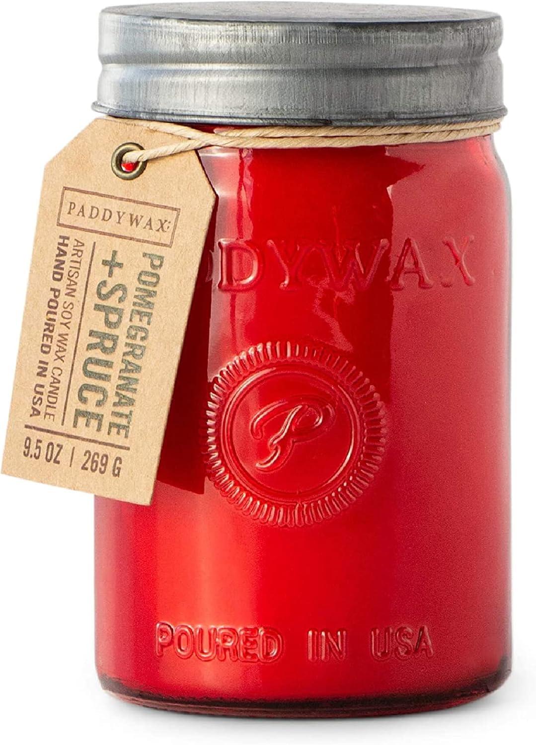Paddywax Relish 9.5 oz Candle Red Pomegranate And Spruce Collection Large Jar