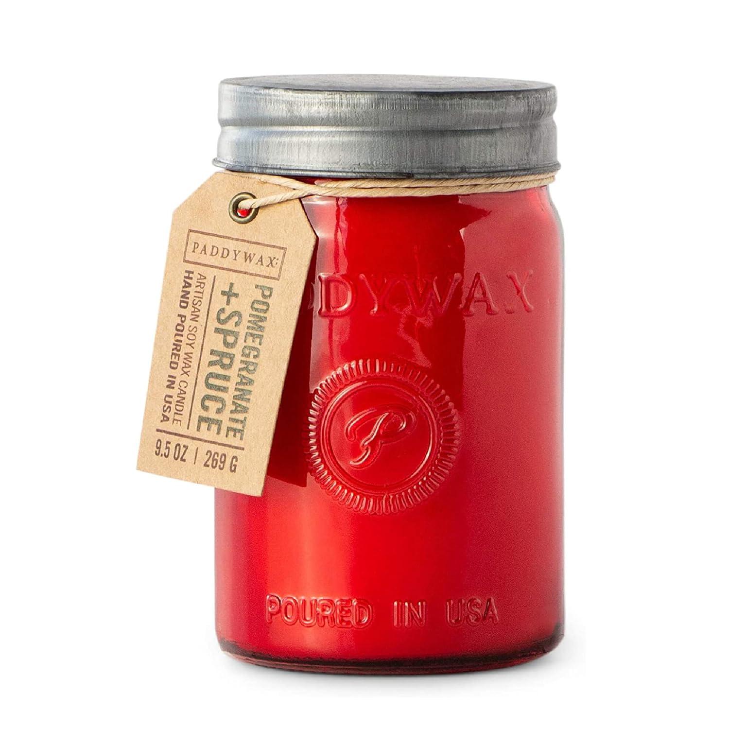 Paddywax Relish 9.5 oz Candle Red Pomegranate And Spruce Collection Large Jar