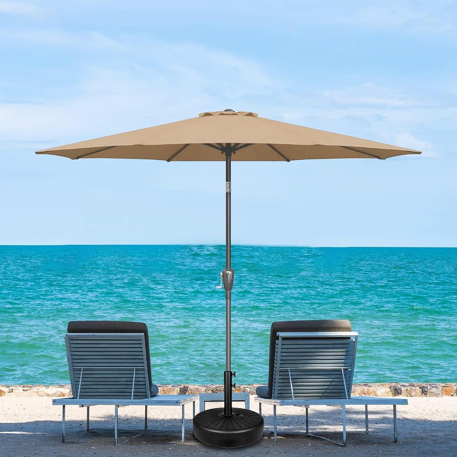 9FT Outdoor Patio Umbrella Table Market Umbrella with Push Button Tilt and Crank, 8 Sturdy Ribs, UV Protection Waterproof for Garden, Lawn, Deck, Backyard, Pool