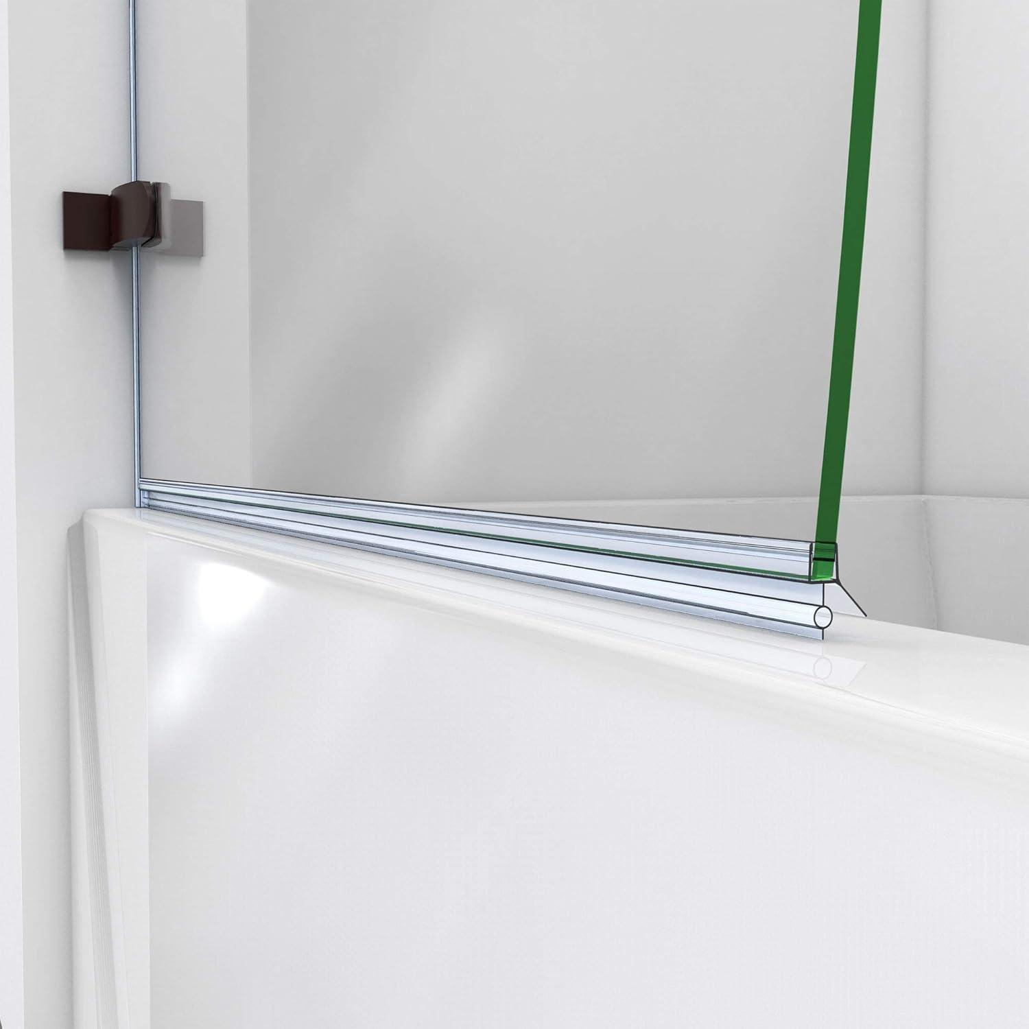 Aqua Uno 56" W x 58" H Hinged Frameless Tub Door with Extender Panel