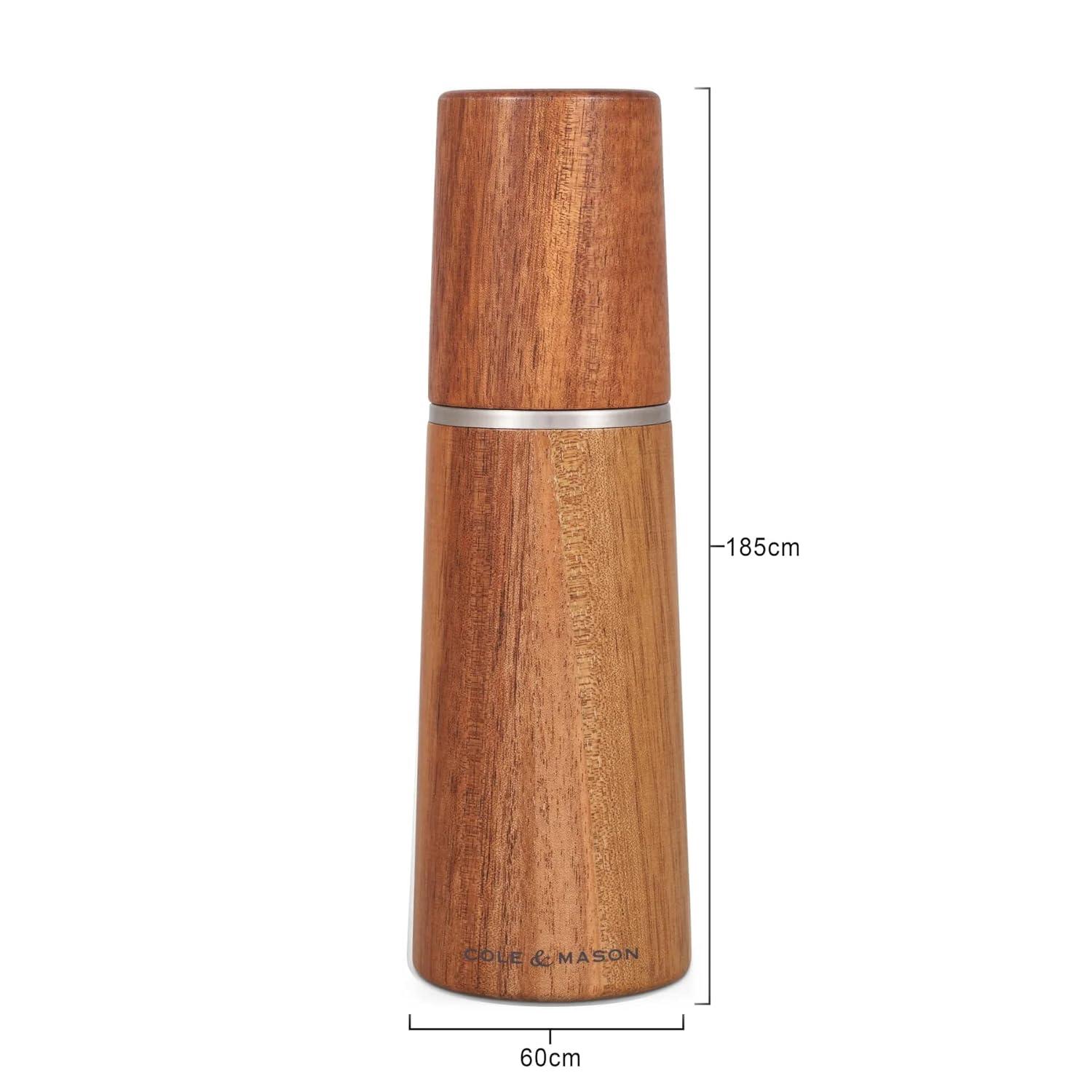 Cole & Mason 7.28" 2pc Ceramic/Acacia/Steel Marlow Gift Set Brown/Silver: Contemporary Salt & Pepper Mills