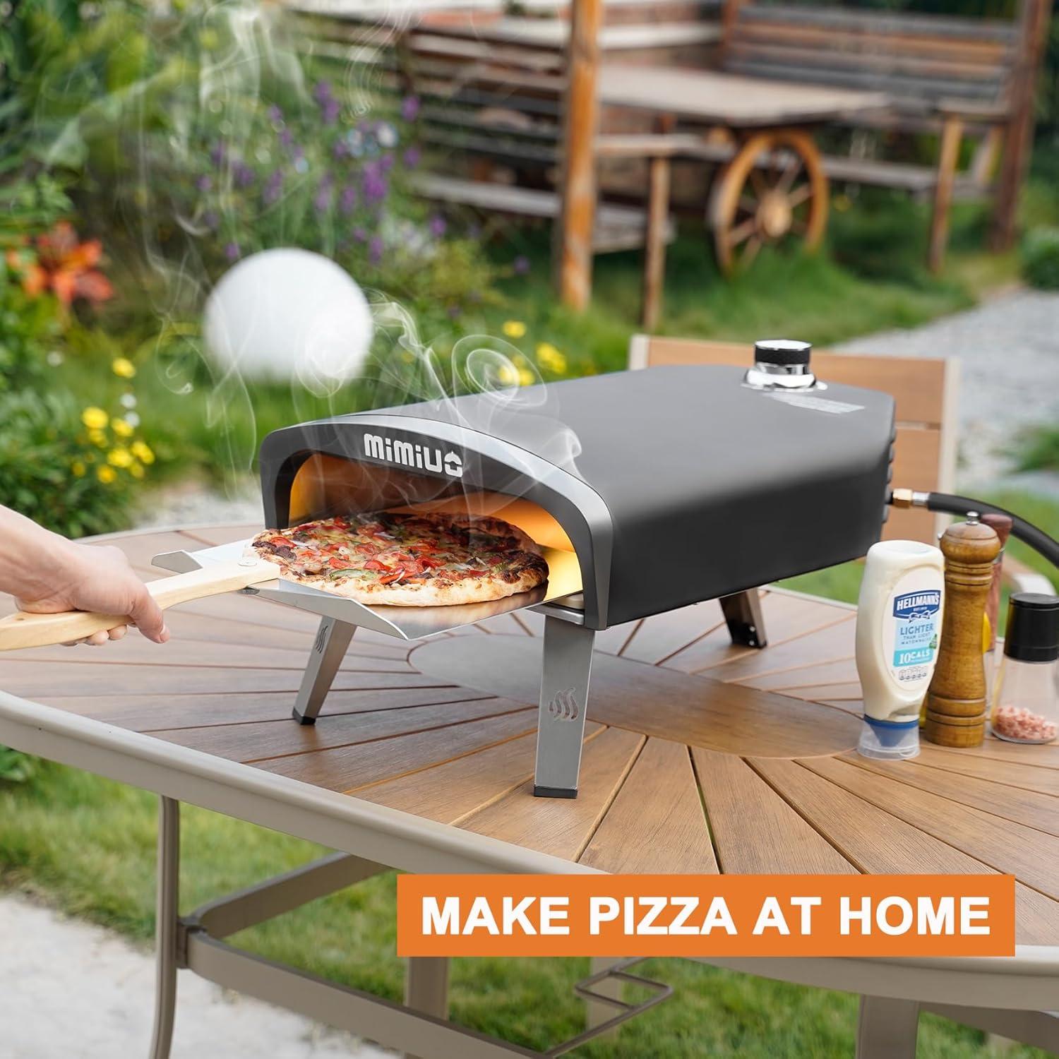 Portable Gas Propane Pizza Oven with 13" Pizza Stone & Foldable Legs, Grilling Stove for Outdoor Camping