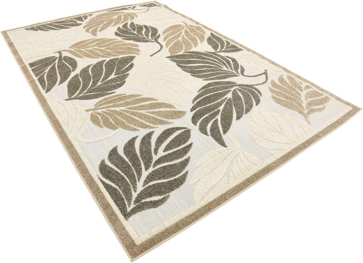 Unique Loom 6' 1 x 9' 0 Beige Outdoor Botanical Augusta Area Rug