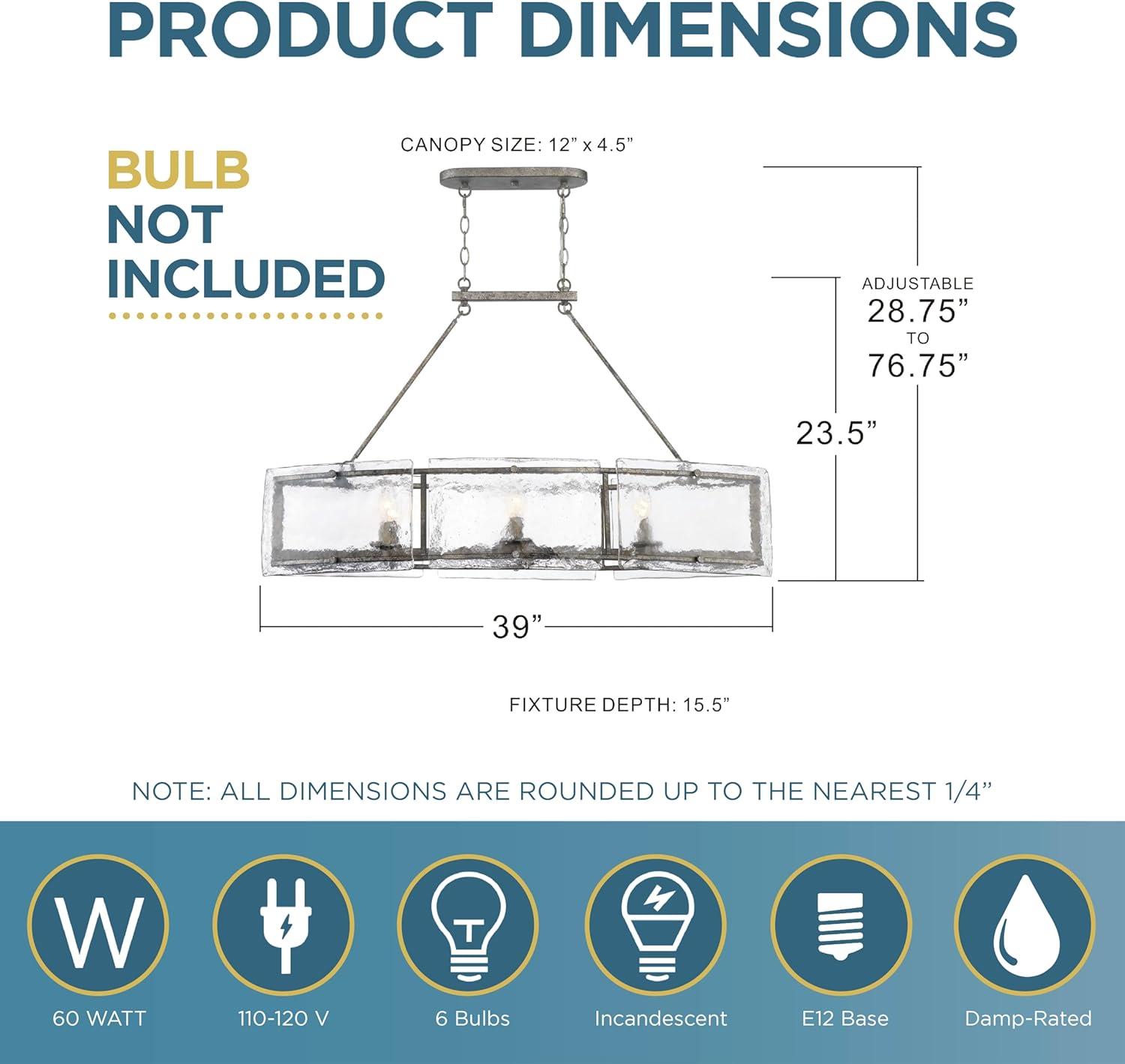 Quoizel Lighting Fortress 6 - Light Island Pendant Light in  Mottled Silver