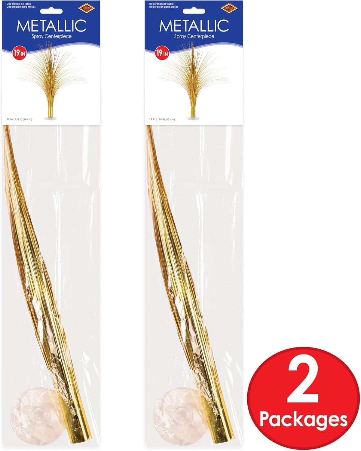 Beistle 2-Pack Metallic Spray Centerpiece, Shimmering Gold Decoration for New Years, Awards Night, & Birthday Parties, Table Decor for Events, 19”