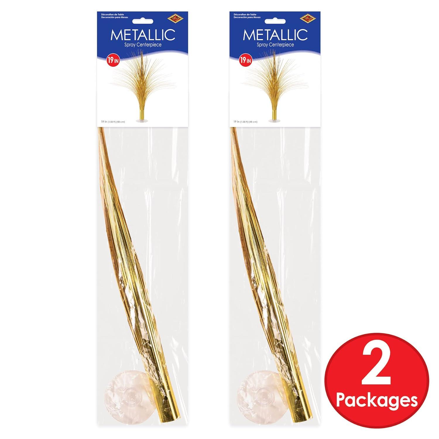 Beistle 2-Pack Metallic Spray Centerpiece, Shimmering Gold Decoration for New Years, Awards Night, & Birthday Parties, Table Decor for Events, 19”