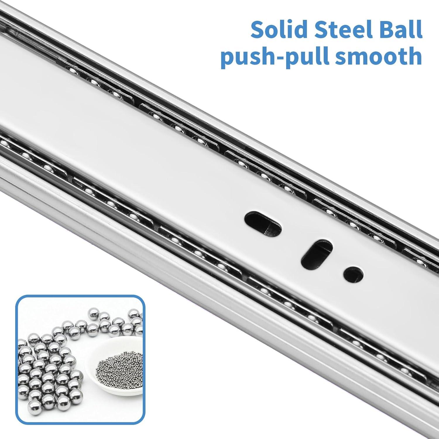 12 inch Drawer Slides 4 Pairs (8pcs) Soft Self Close Full Extension Ball Bearing Drawer Rails Side Mount Metal Dresser Runners for File Cabinet Trash Can Kitchen Wardrobe Glides 12" 100 LB Capacity