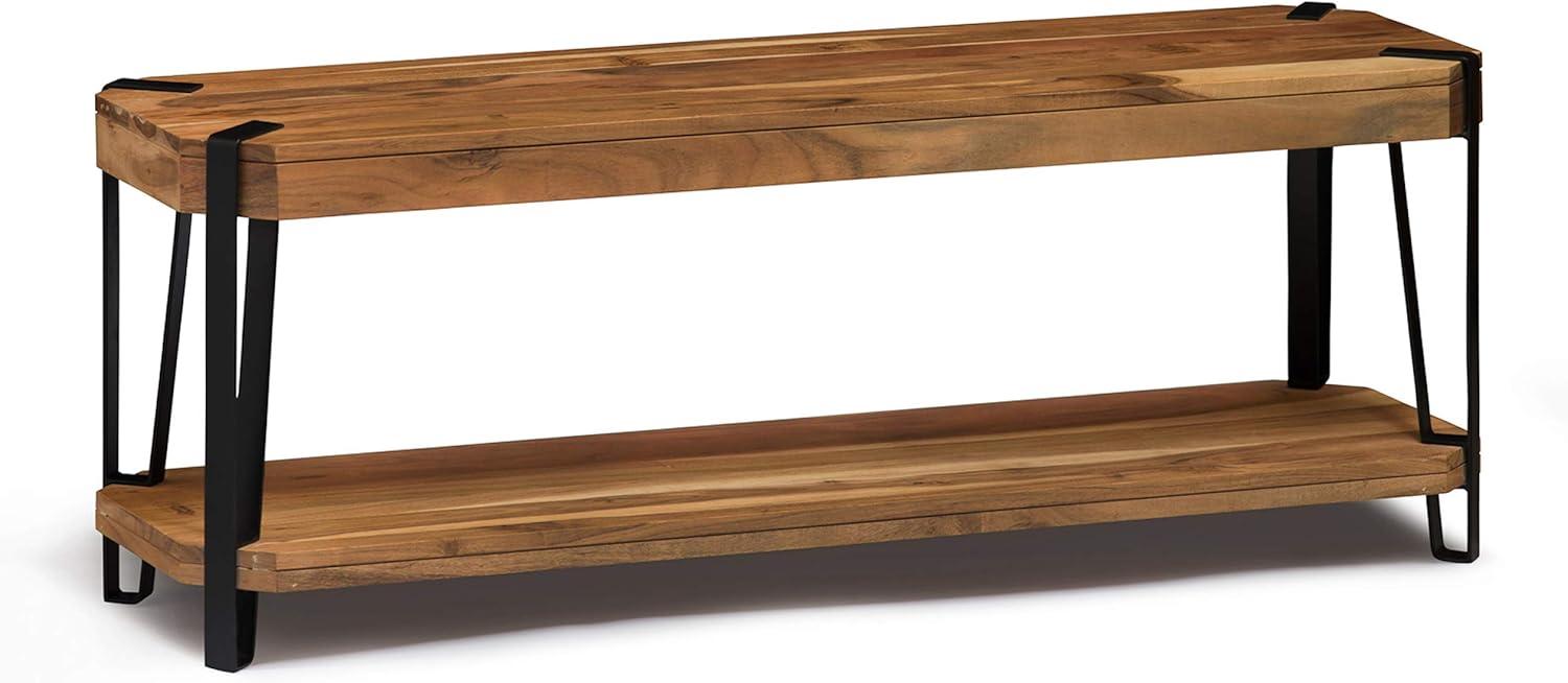 48" Ryegate Live Edge Wood Bench with Coat Hooks Set Natural - Alaterre Furniture: Metal Frame, Mid-Century Modern Style