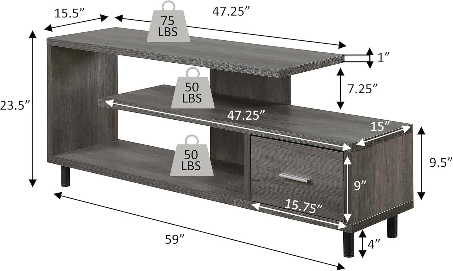 Convenience Concepts Seal II 1 Drawer TV Stand with Shelves for TVs up to 65 Inches, Espresso