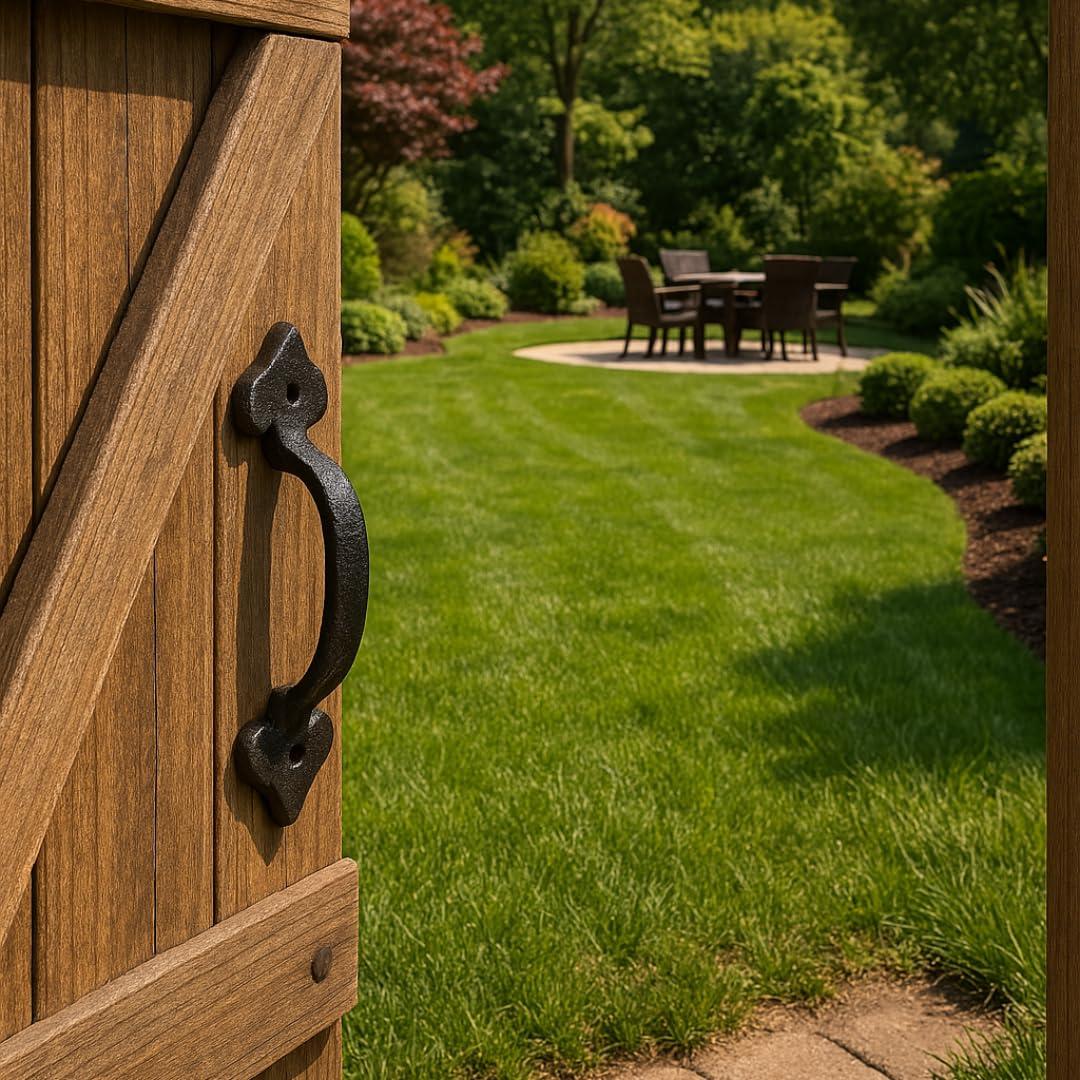 VivaLight 7 Inch Rustic Heart Design Gate Handle, Black Steel Door Pull with Screws, Decorative Hardware for Garden Shed, Garage, Fence, Cabinet, Pantry, Closet, and Interior Doors, Vintage