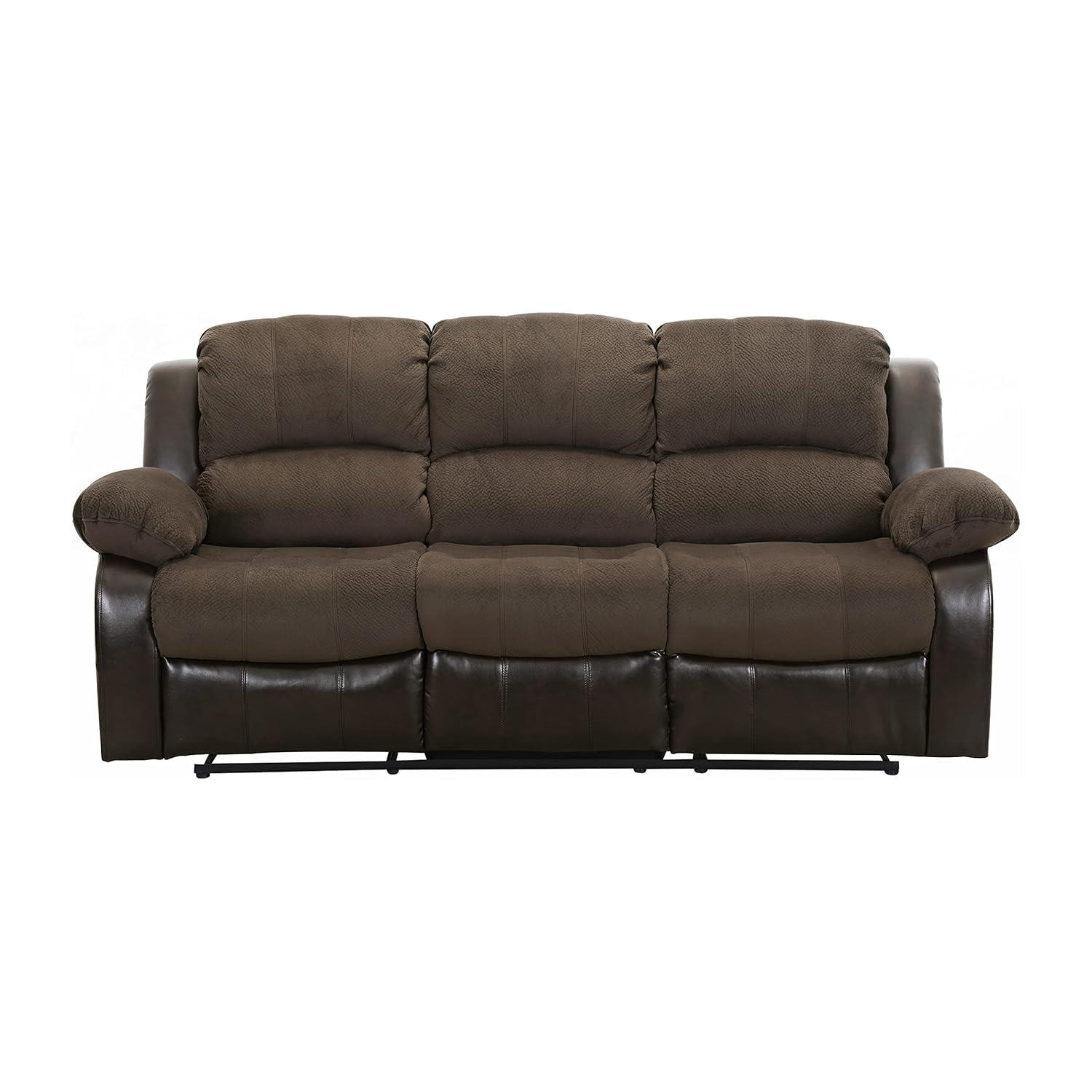 Lexicon Cranley Traditional Microfiber Double Reclining Sofa in Chocolate