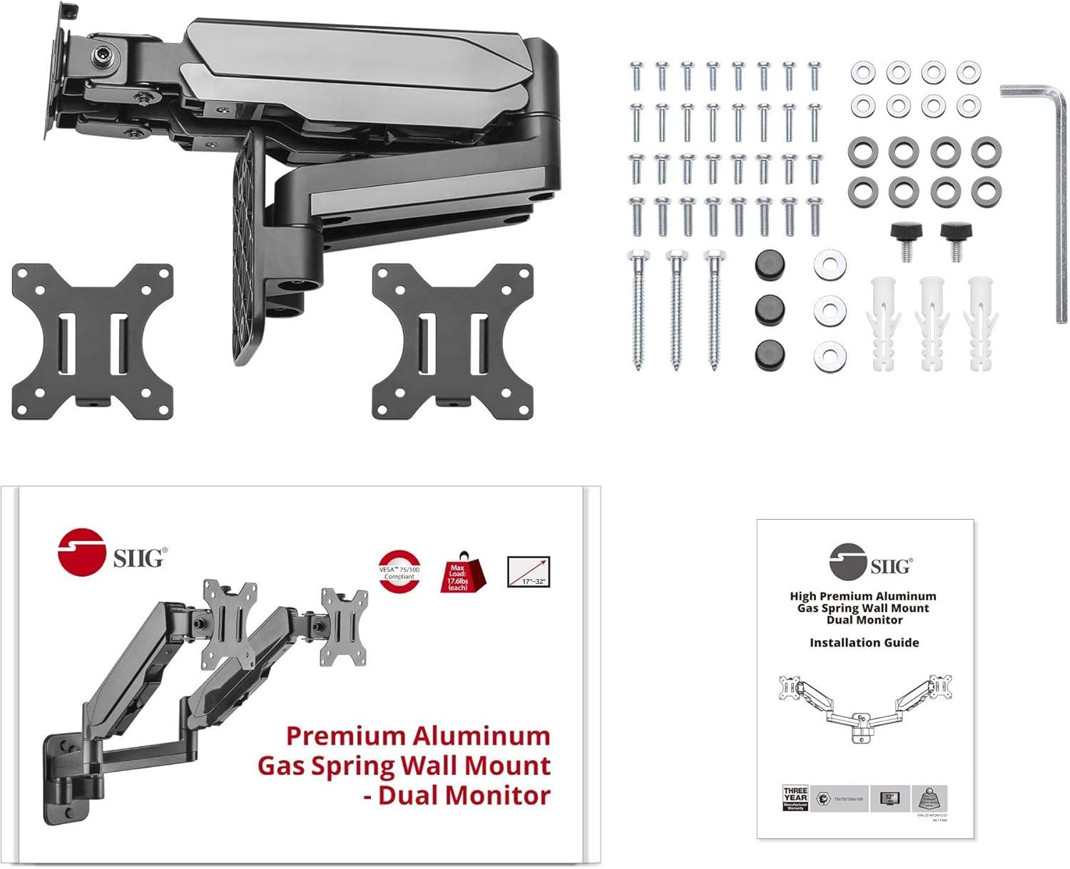 SIIG CE-MT2M12-S1 Mounting Arm for 32" Monitor - Black