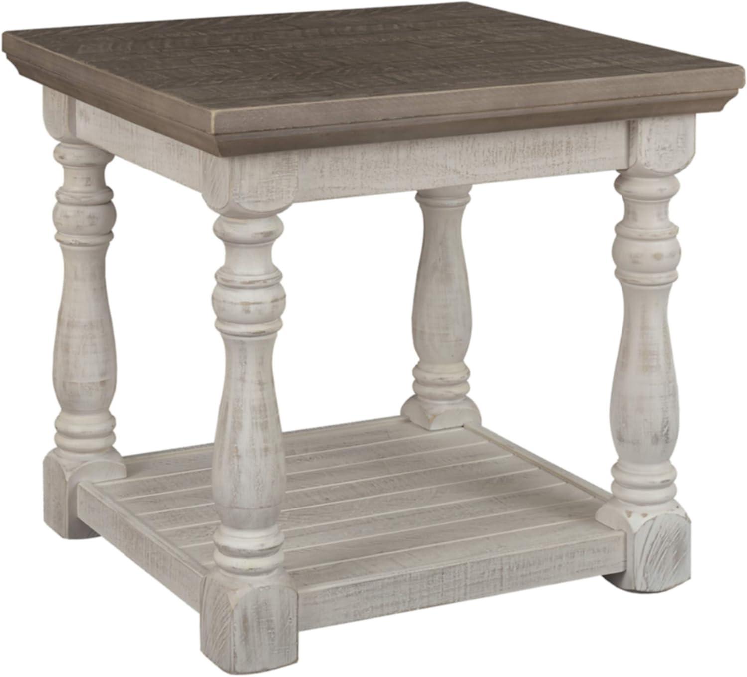 Modern Gray & White Rustic Wood Square End Table