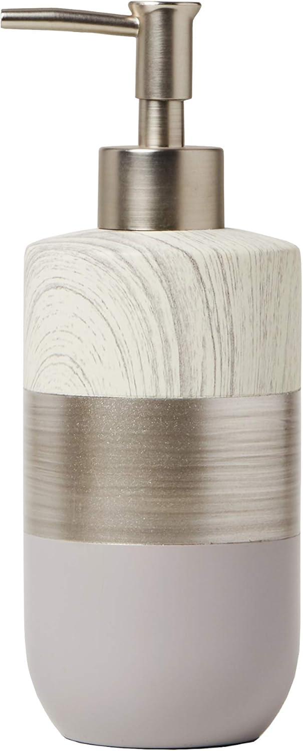 Liselotte Brushed Silver and Soft Gray Resin Lotion/Soap Dispenser