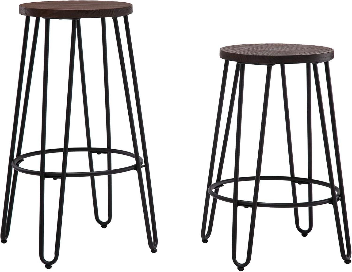 30'' Quinn Industrial Chic Backless Barstool in Black Wood and Metal