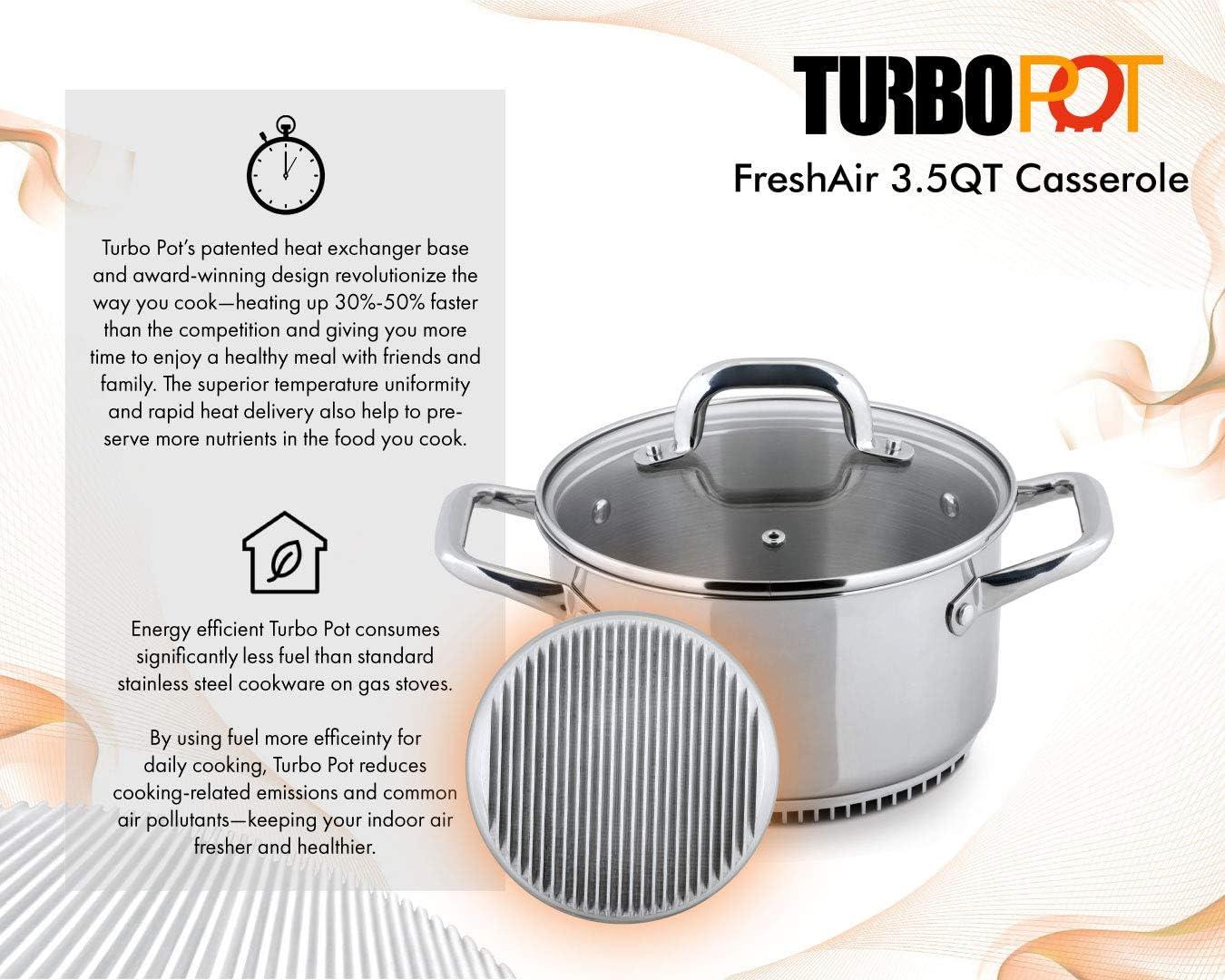 Turbo Pot 3.5 Quarts Stainless Steel Round Dutch Oven