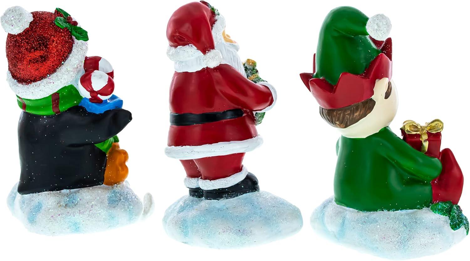 Set of 3 Christmas Stocking Holders – Santa, Penguin, and Elf Holiday Mantel Decorations