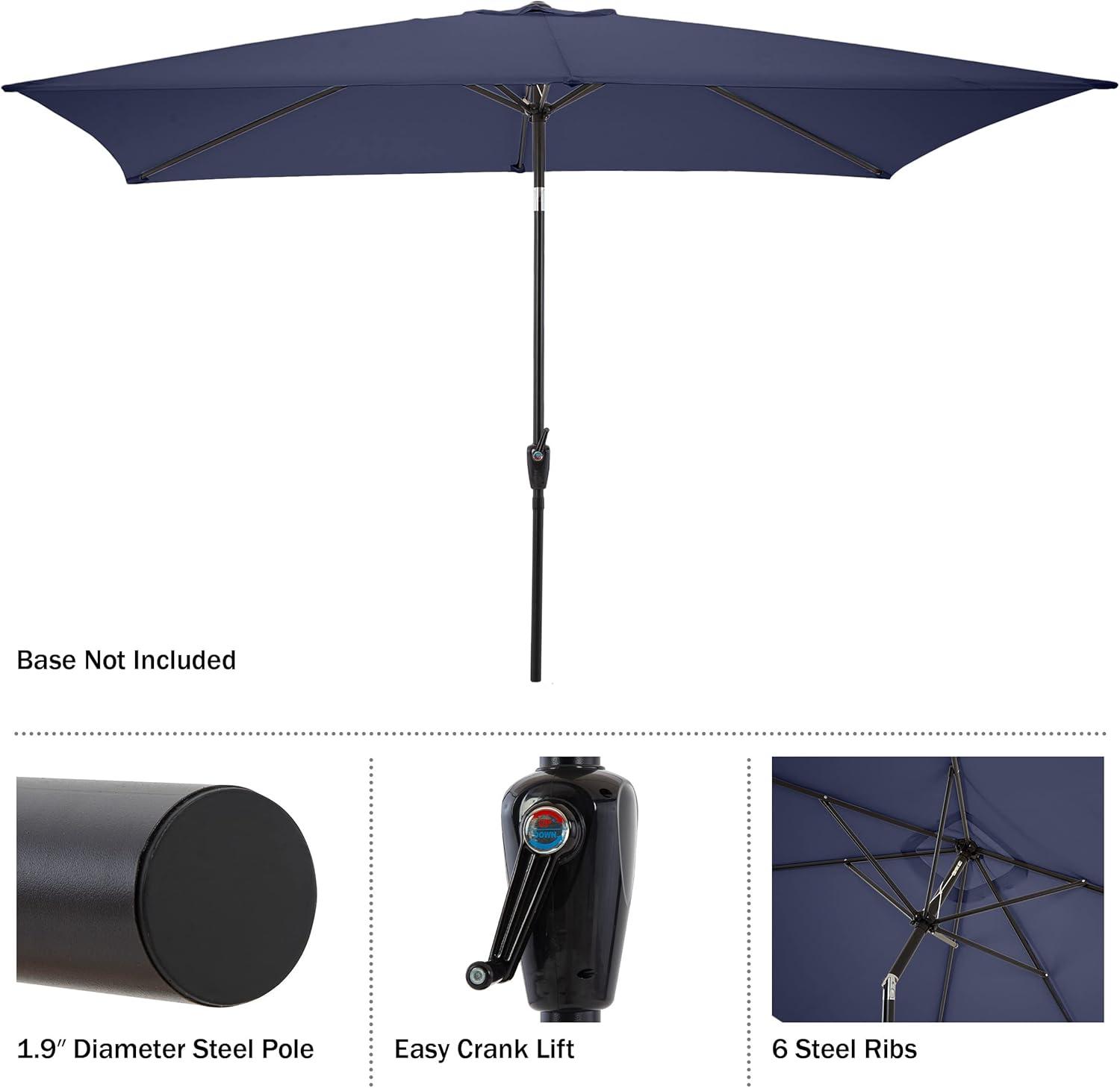 Pure Garden 10-ft Rectangular Patio Umbrella - Easy Crank Sun Shade with Push Button Tilt for Outdoor Furniture, Deck, Backyard, or Pool