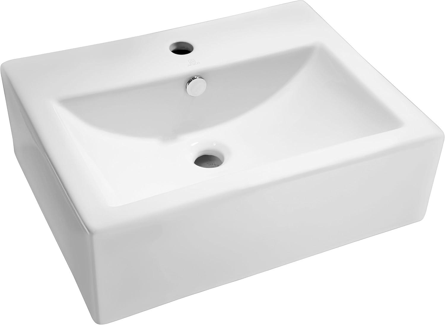 Vitruvius White Ceramic Rectangular Bathroom Sink with Overflow