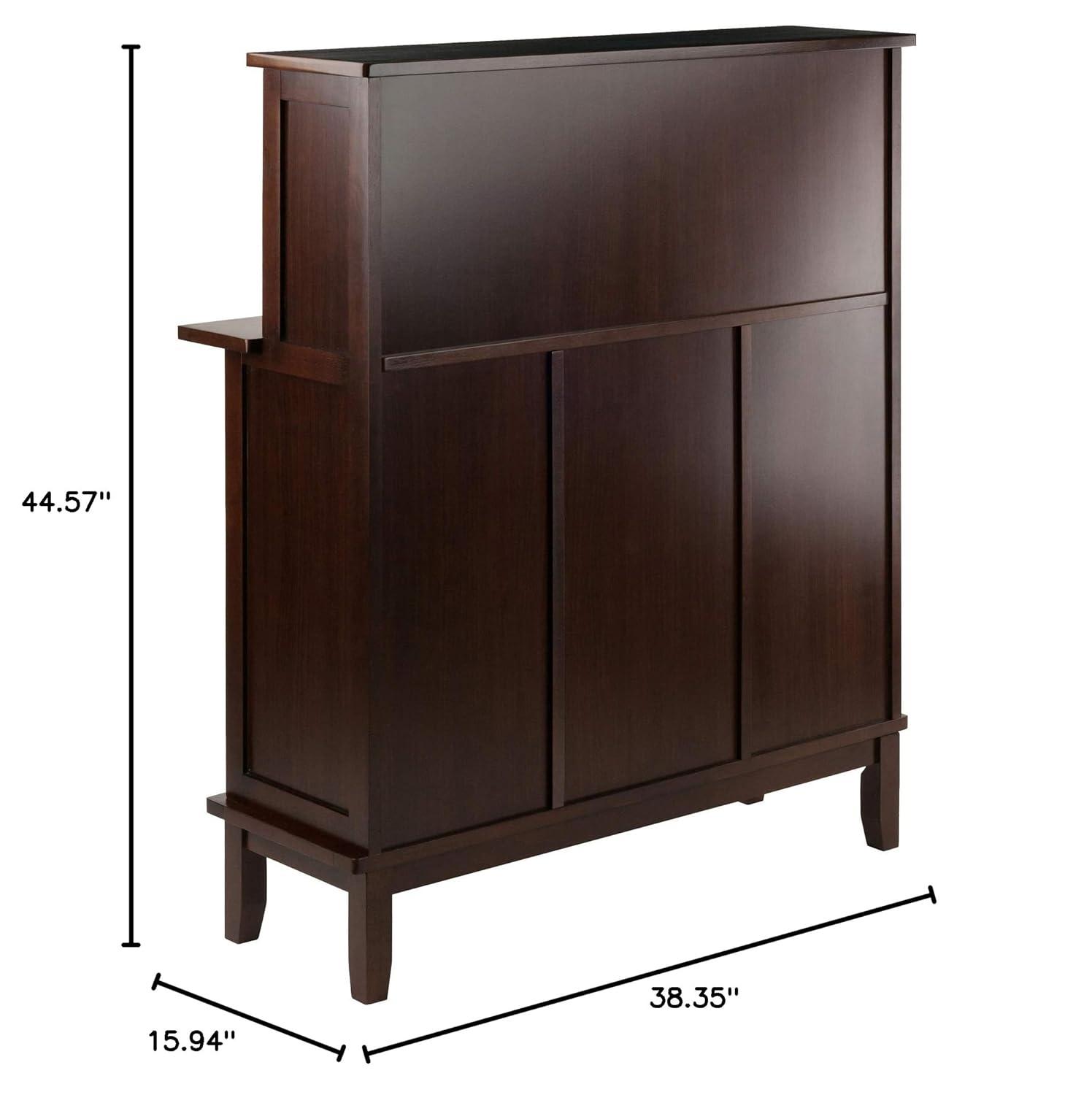 Beynac Wine Bar Cappuccino - Winsome: Storage Cabinet, Stemware Rack, Buffet Hutch