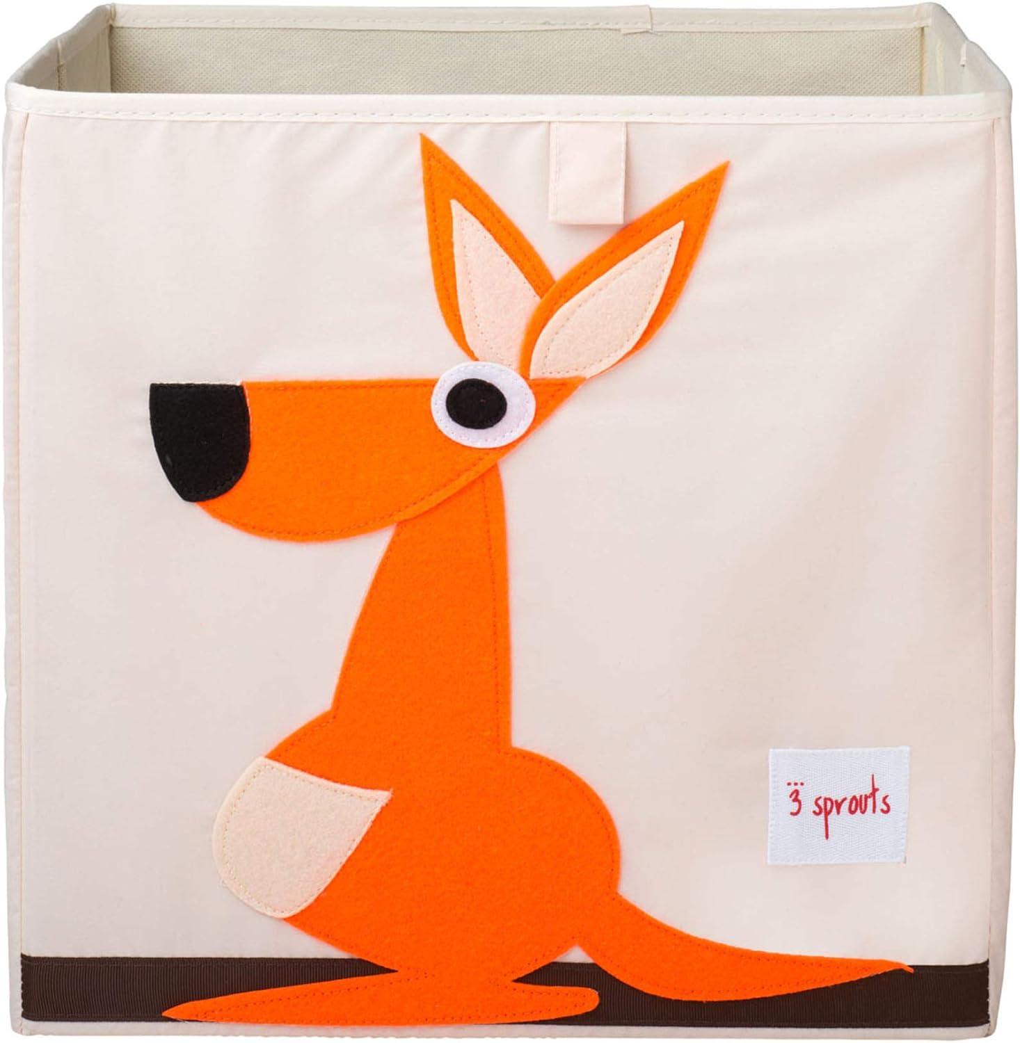 3 Sprouts Children's Foldable Fabric Storage Cube Box Soft Toy Bin, Kangaroo