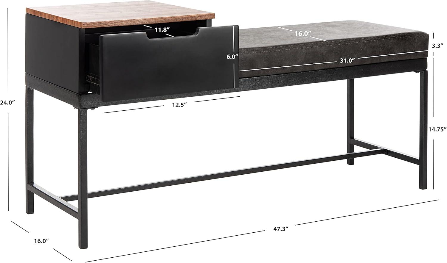 Maruka Bench with Storage - Brown/Grey - Safavieh